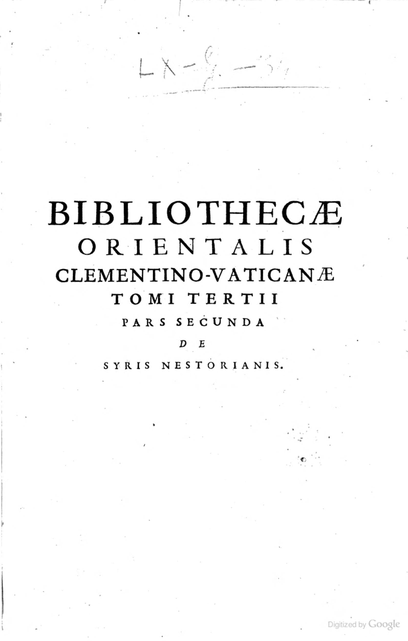Bibliotheca Orientalis Clementino-Vaticana vol. 3 pars 2