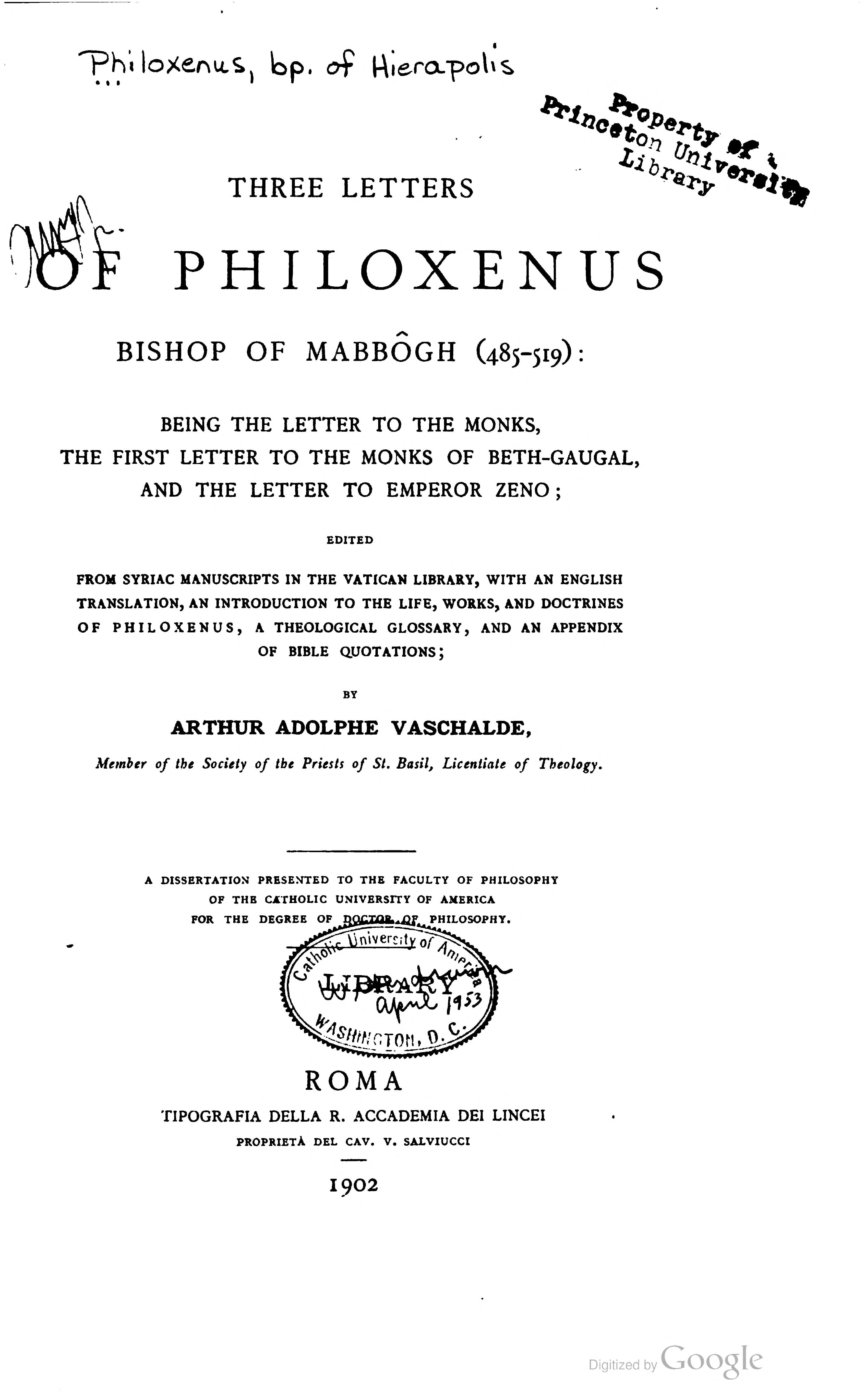 Three Letters: To the Monks, First Letter to the Monks of Beth-Gaugal