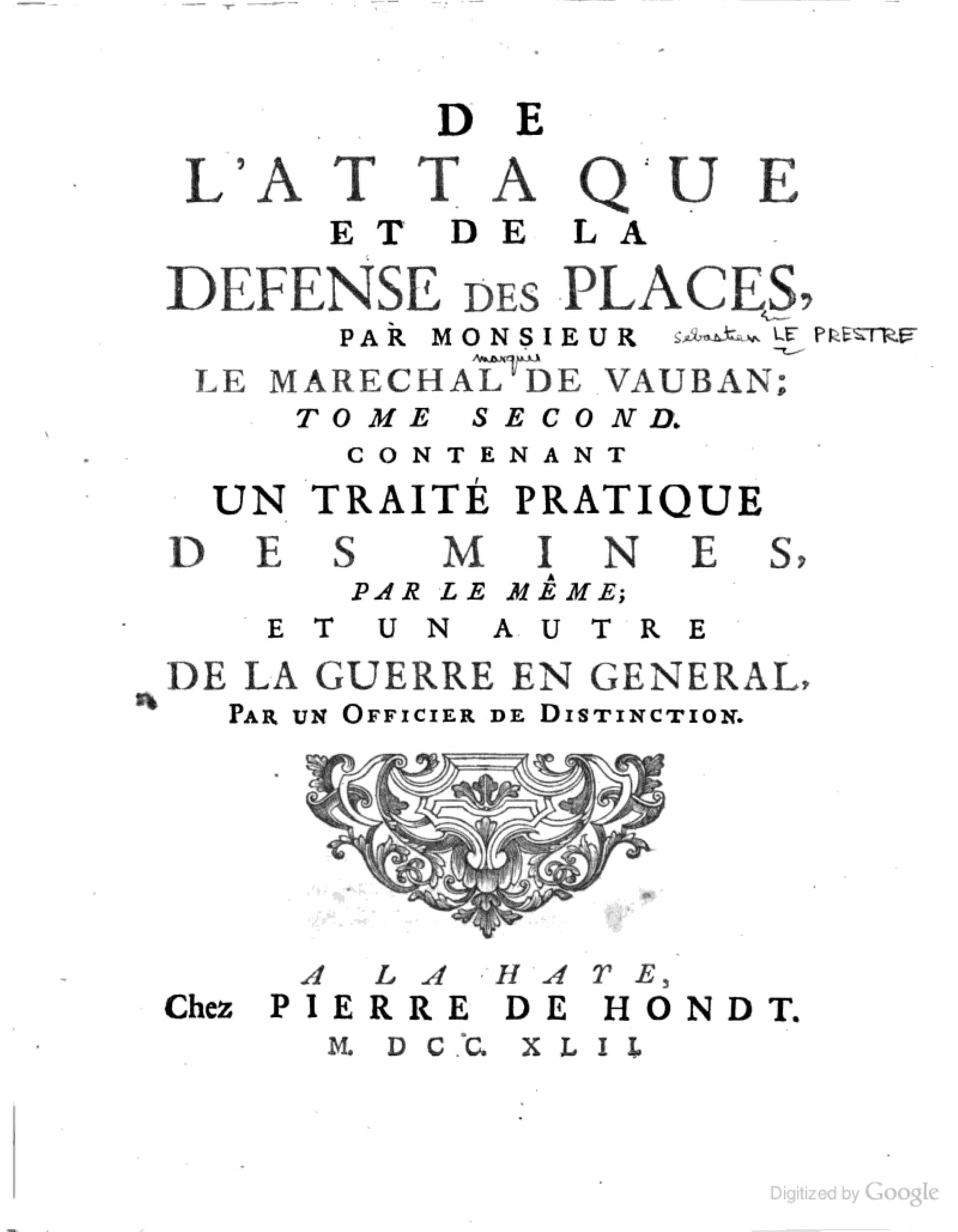 De l'attaque et de la defense des places