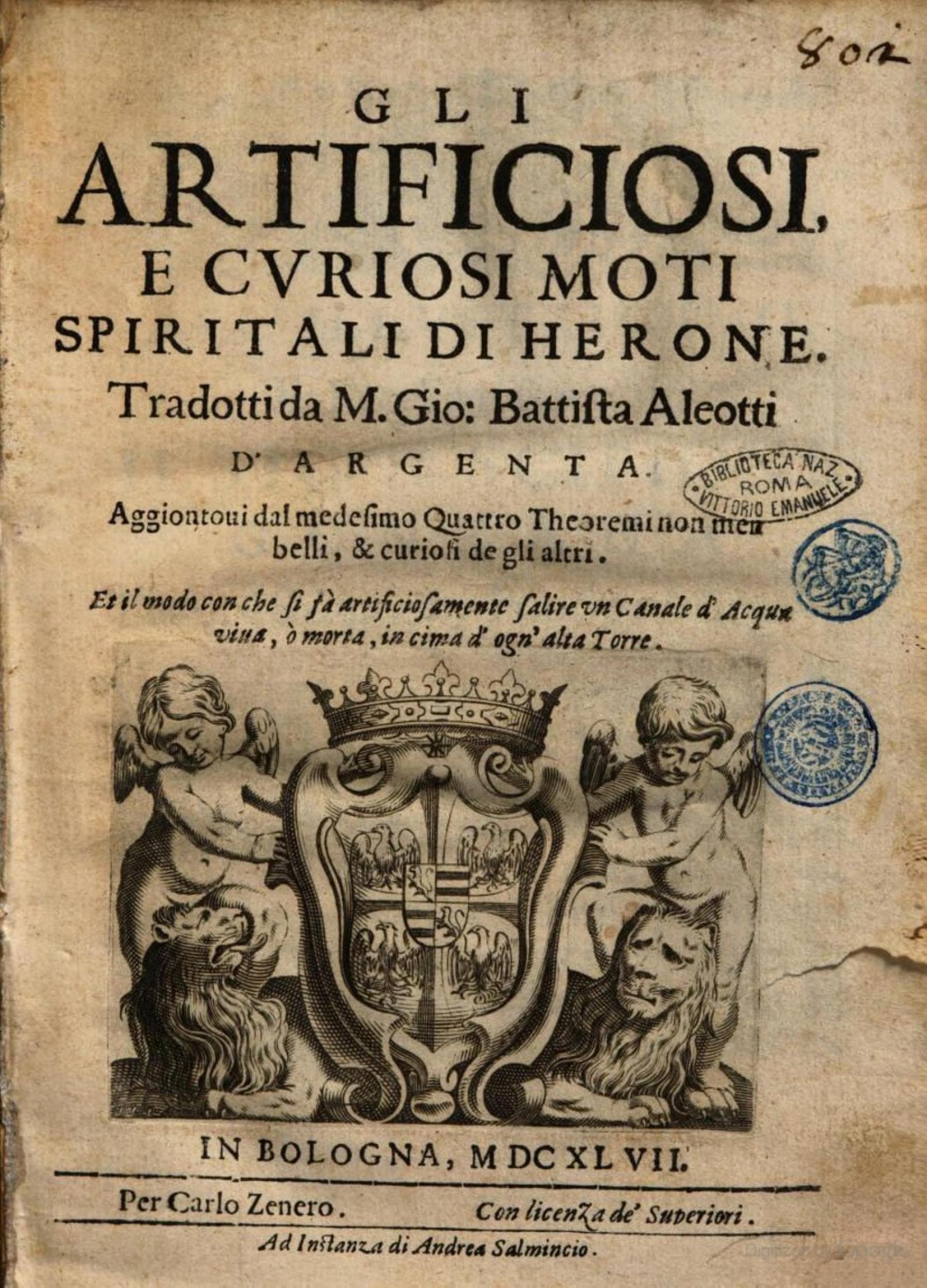 Gli artificiosi e curiosi moti spiritali di Herone