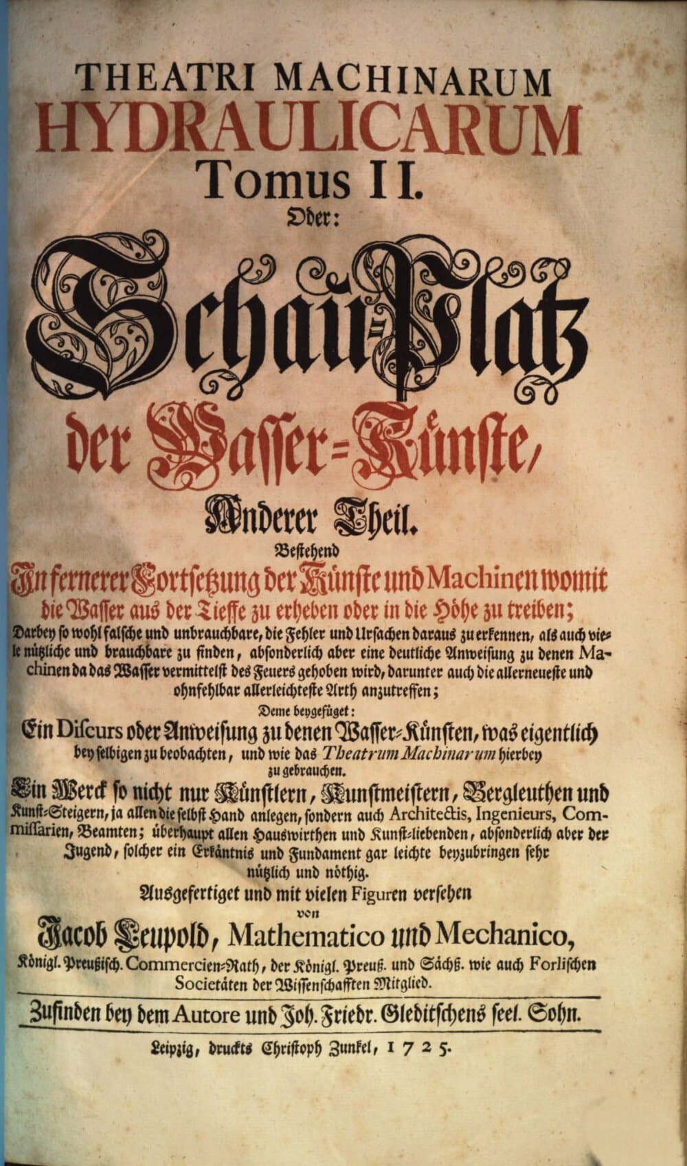 Theatri Machinarum Hydraulicarum, Tomus II — Schau-Platz der Wasser-Künste