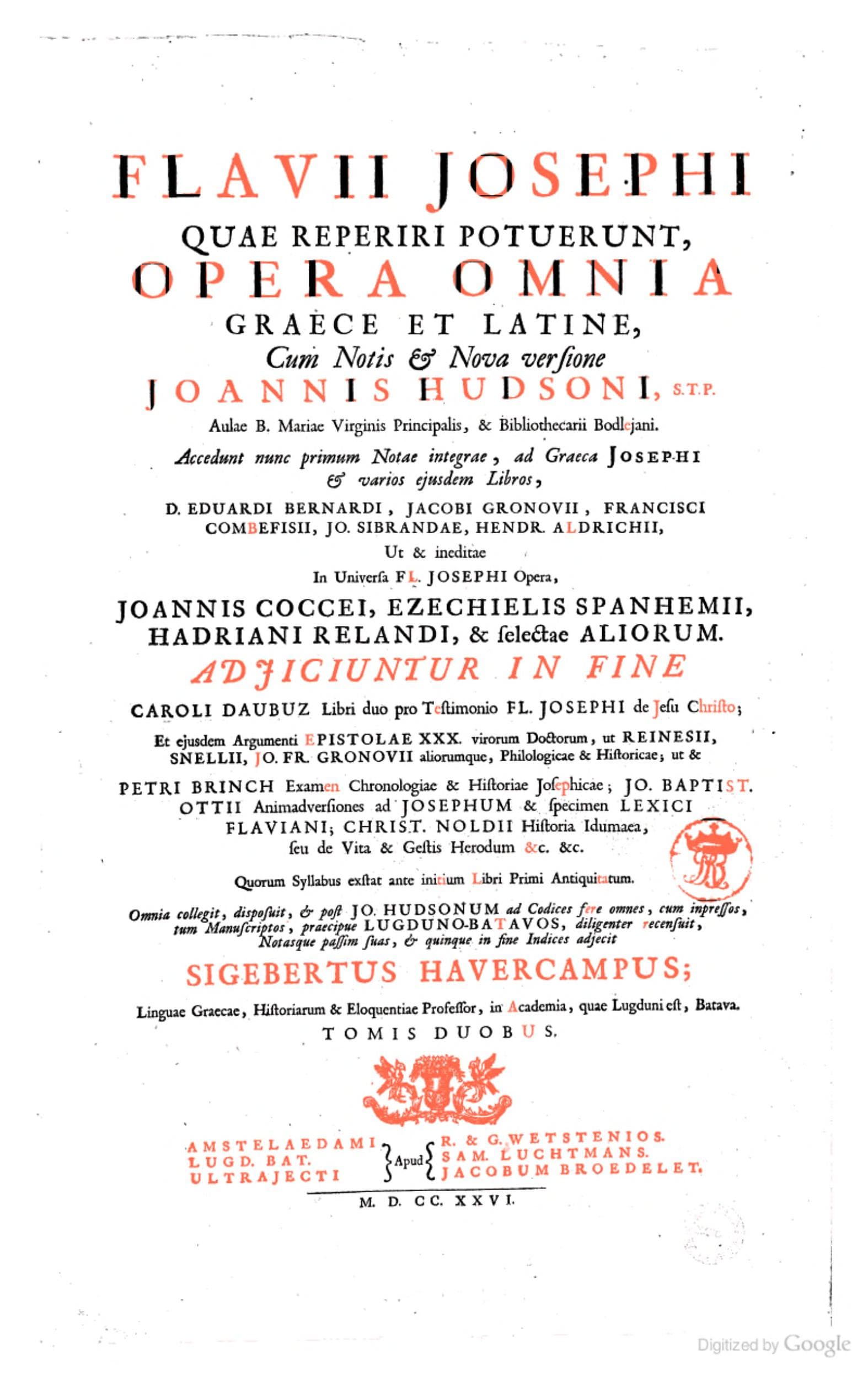 Opera Omnia Graece et Latine (Jewish Antiquities / Jewish War)