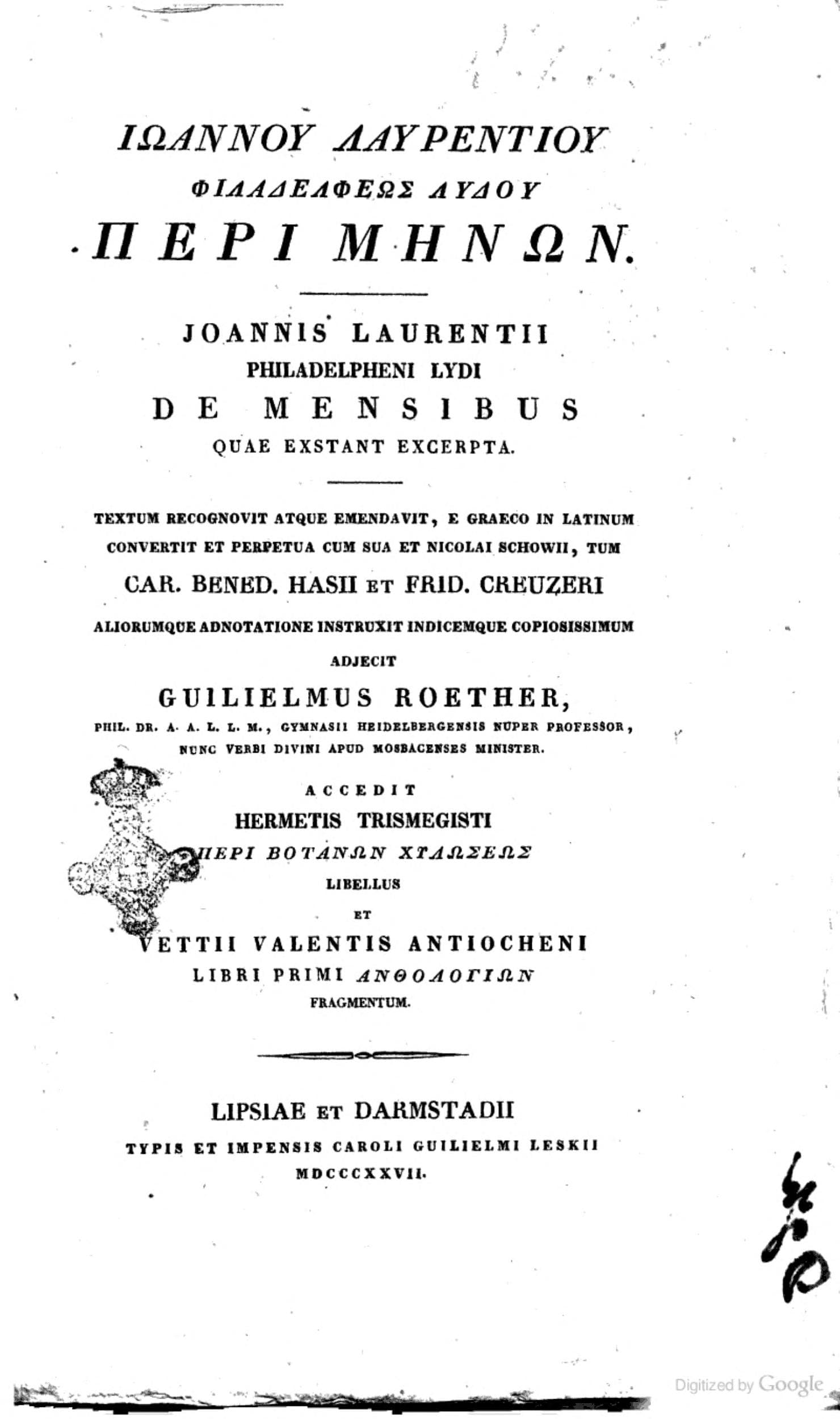 De Mensibus (On the Months)