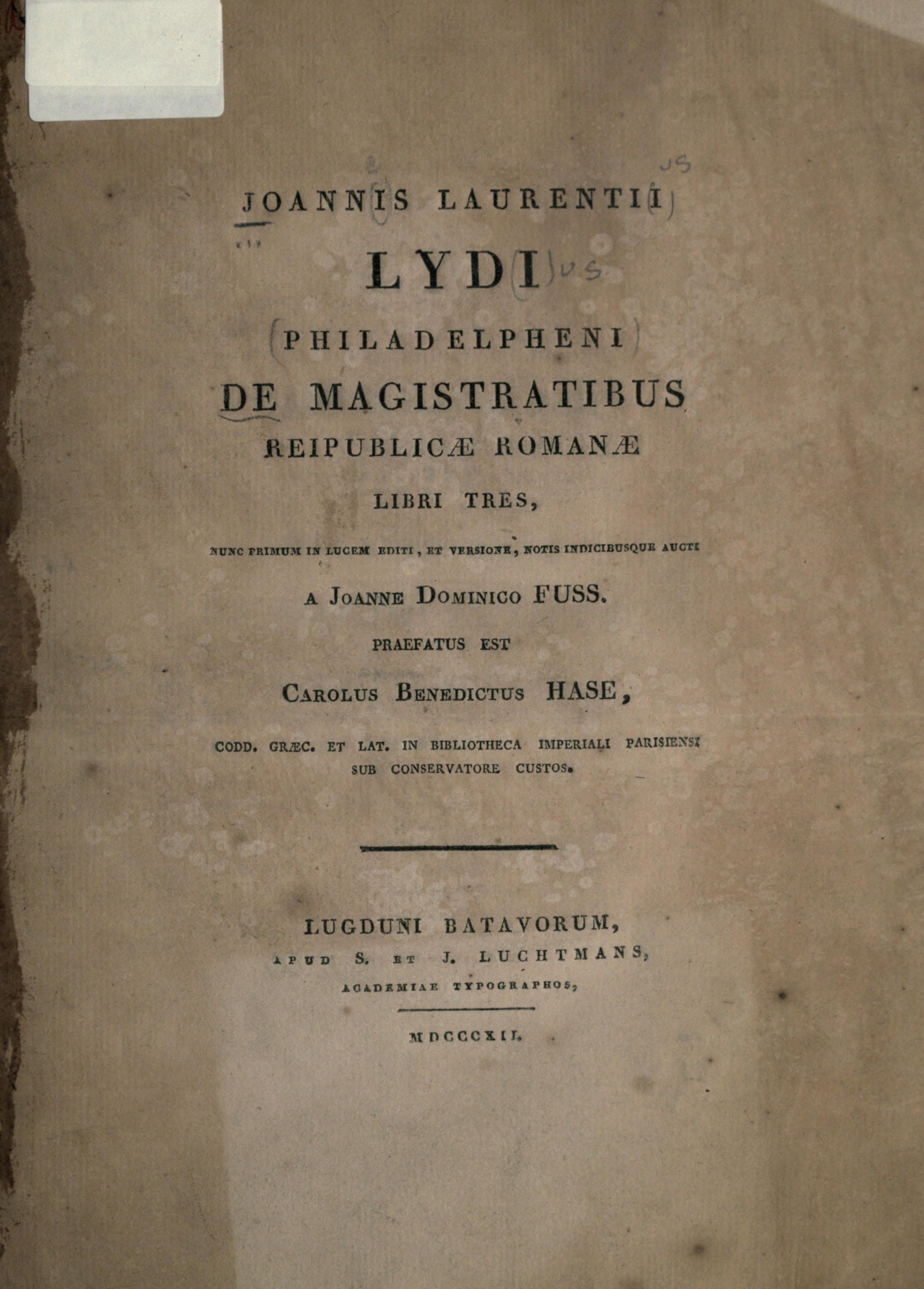 De Magistratibus Reipublicae Romanae libri tres