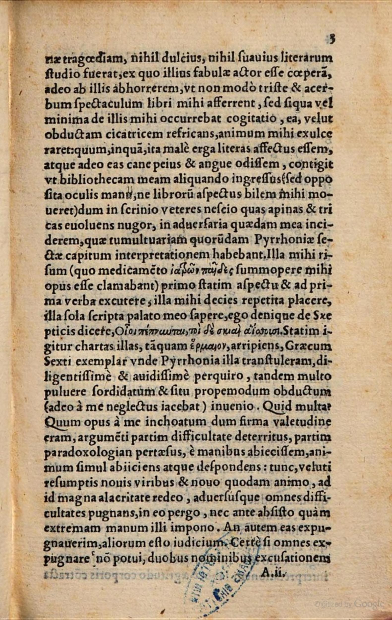 Pyrrhoniarum Hypotyposeon libri III (Outlines of Pyrrhonism)