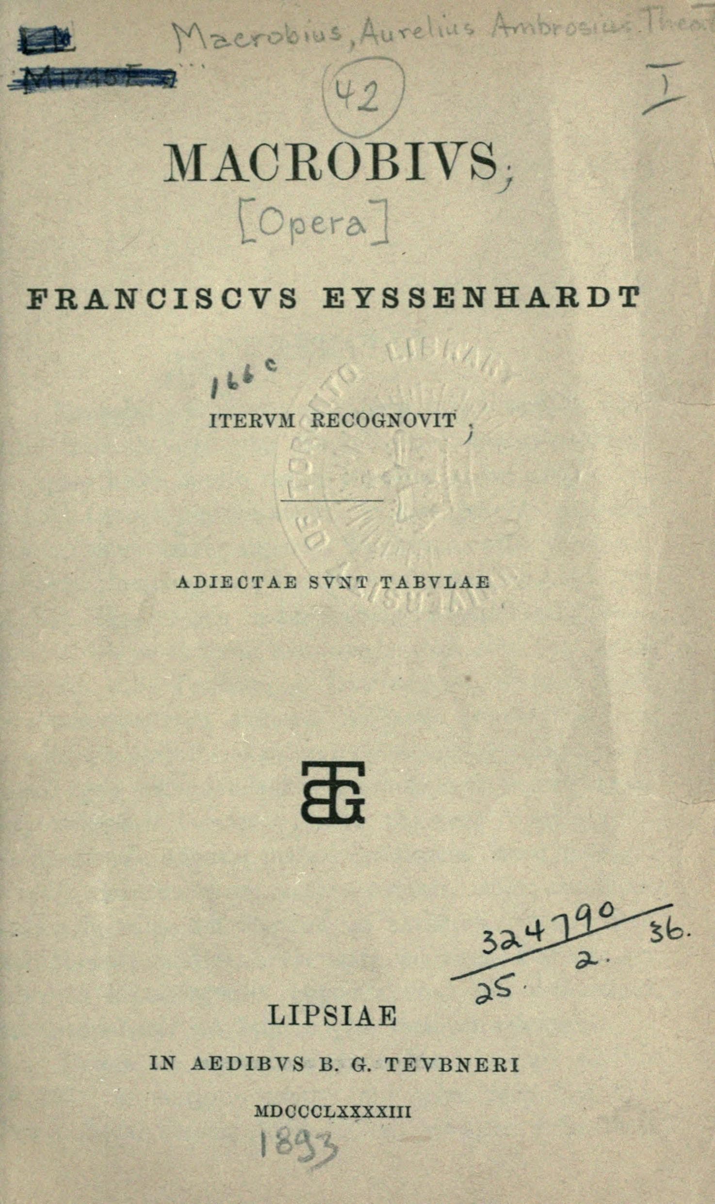 Macrobii Commentarii in Somnium Scipionis