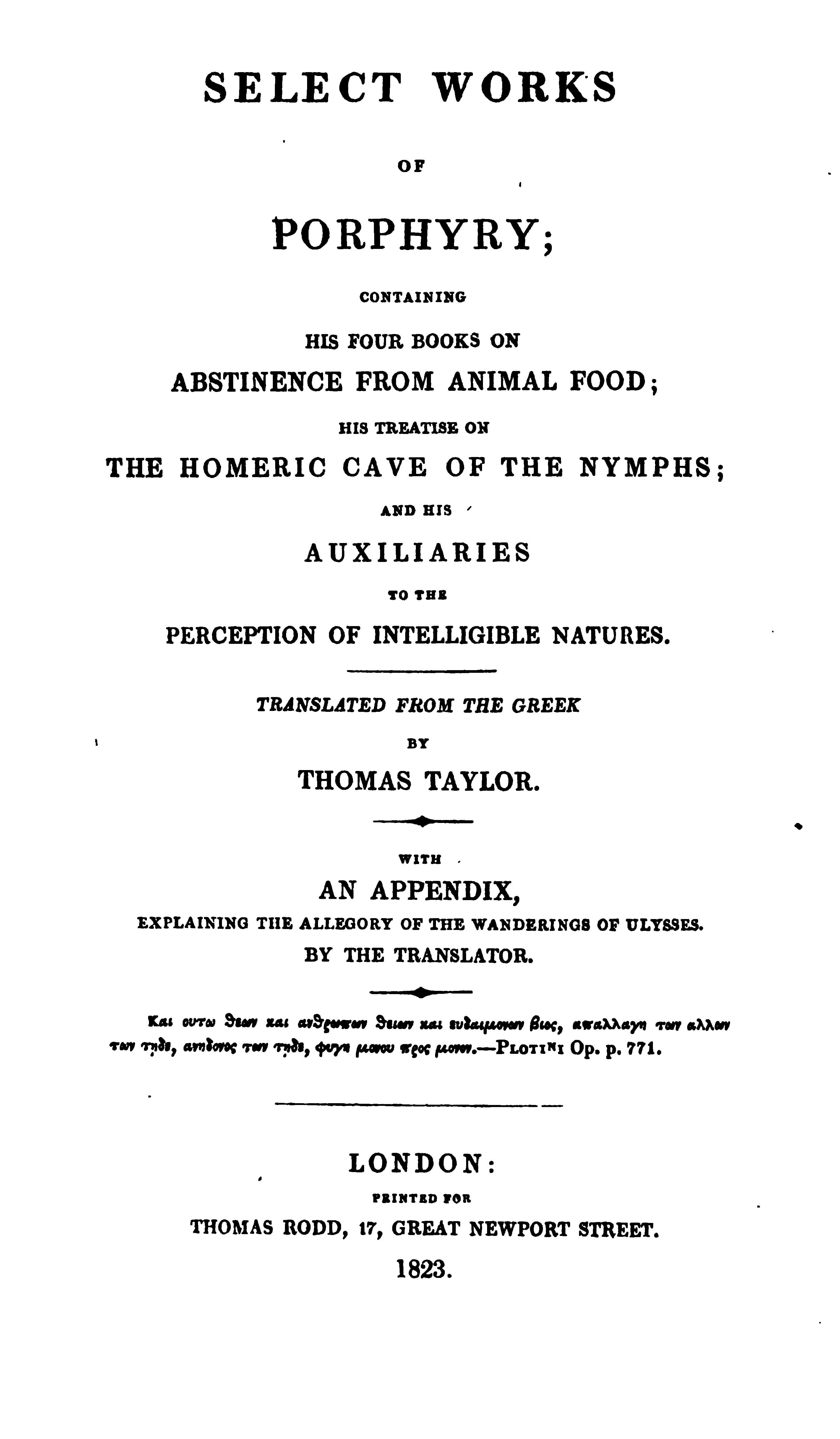 Select Works of Porphyry