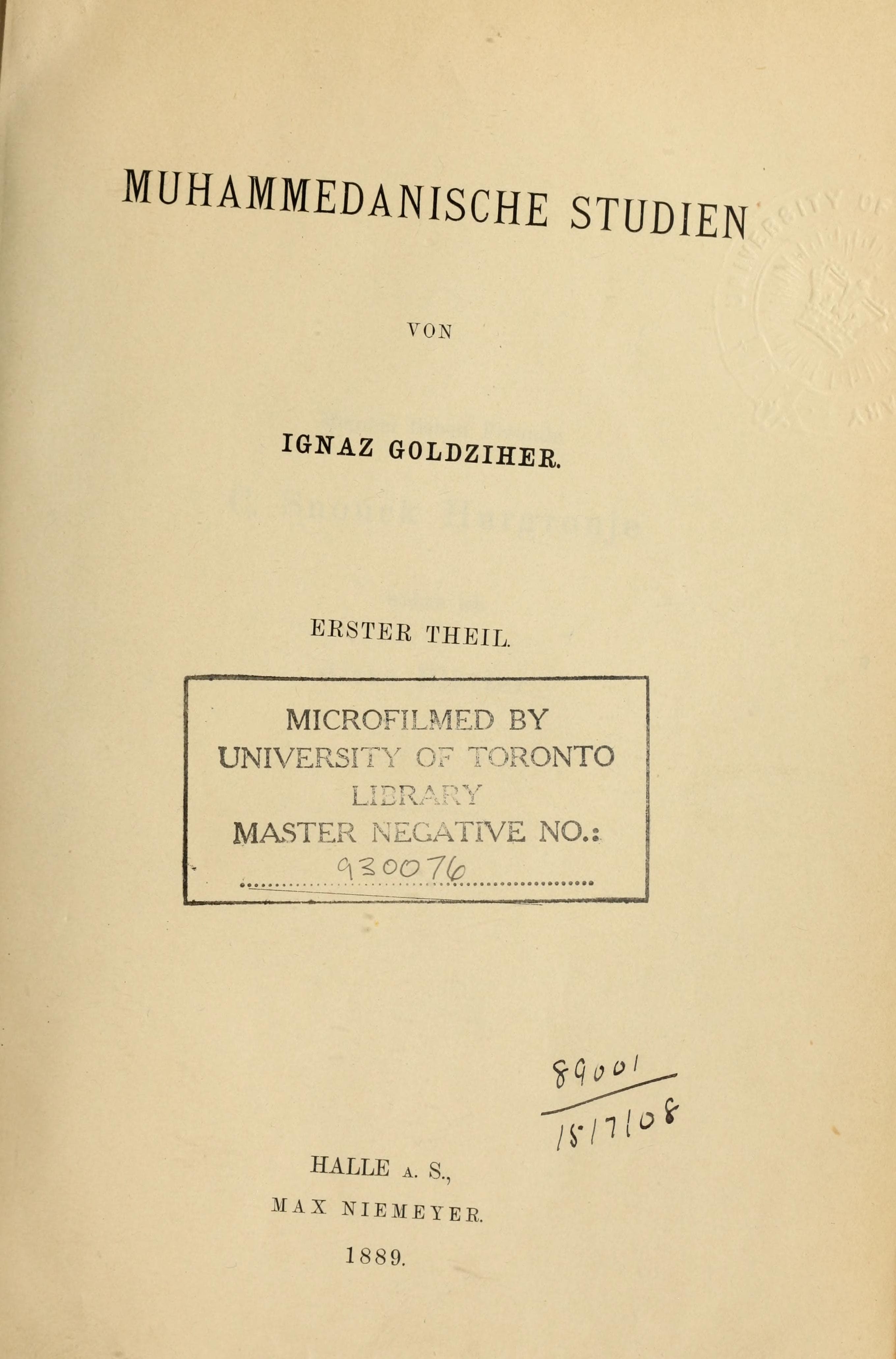 Muhammedanische Studien