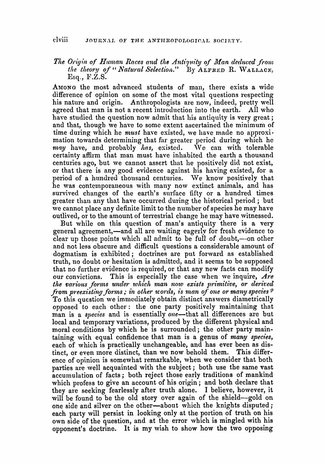 The Origin of Human Races and the Antiquity of Man Deduced from Natural Selection