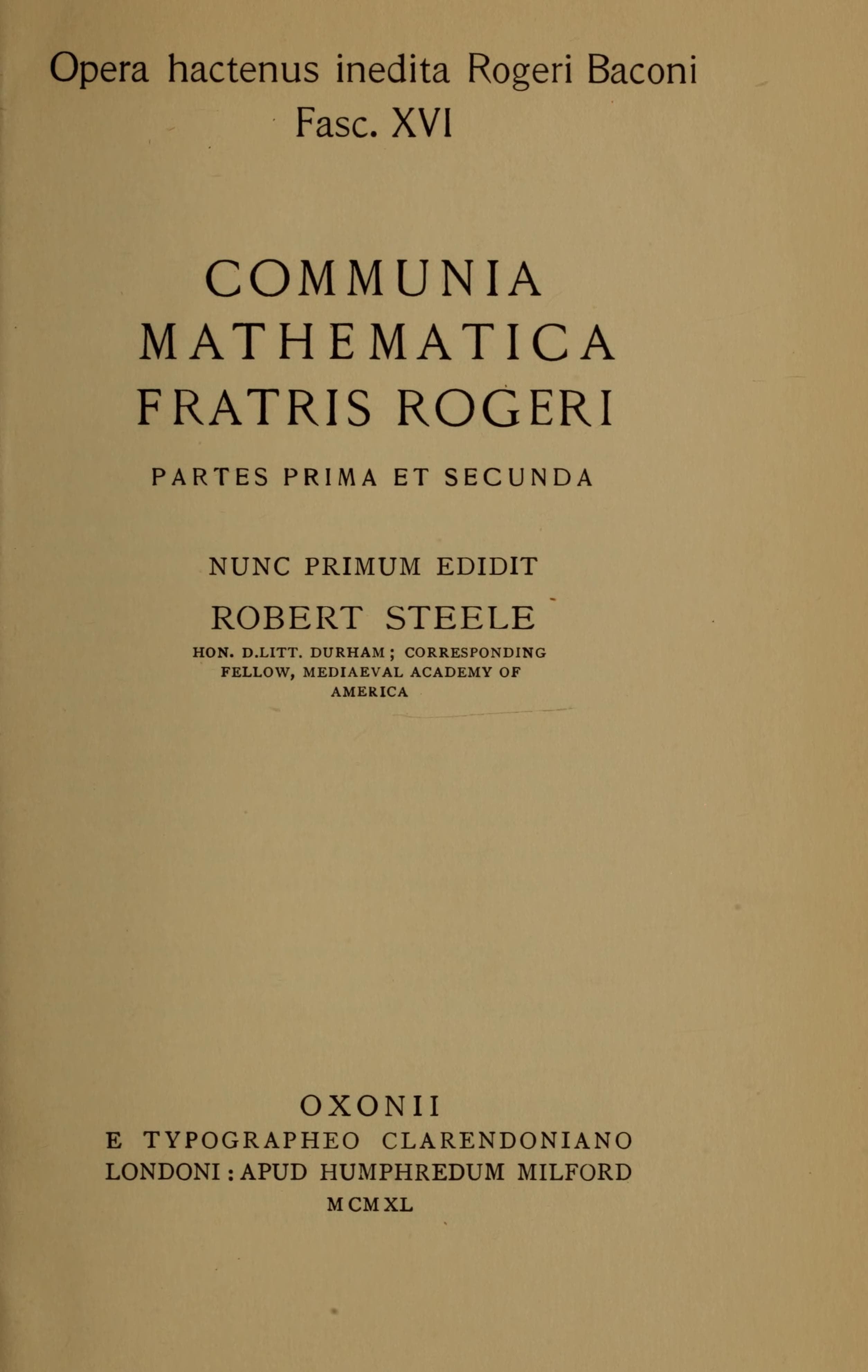 Opera hactenus inedita, Fasciculus 16