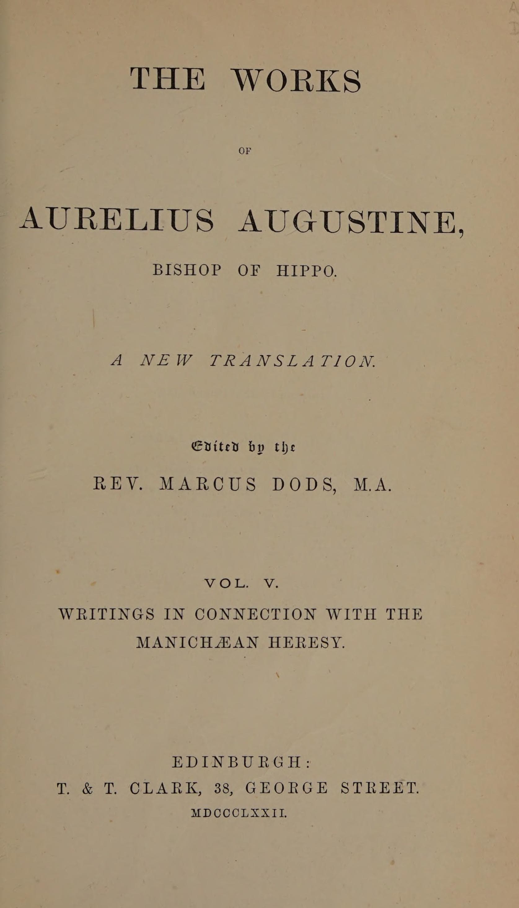 Writings in Connection with the Manichaean Heresy