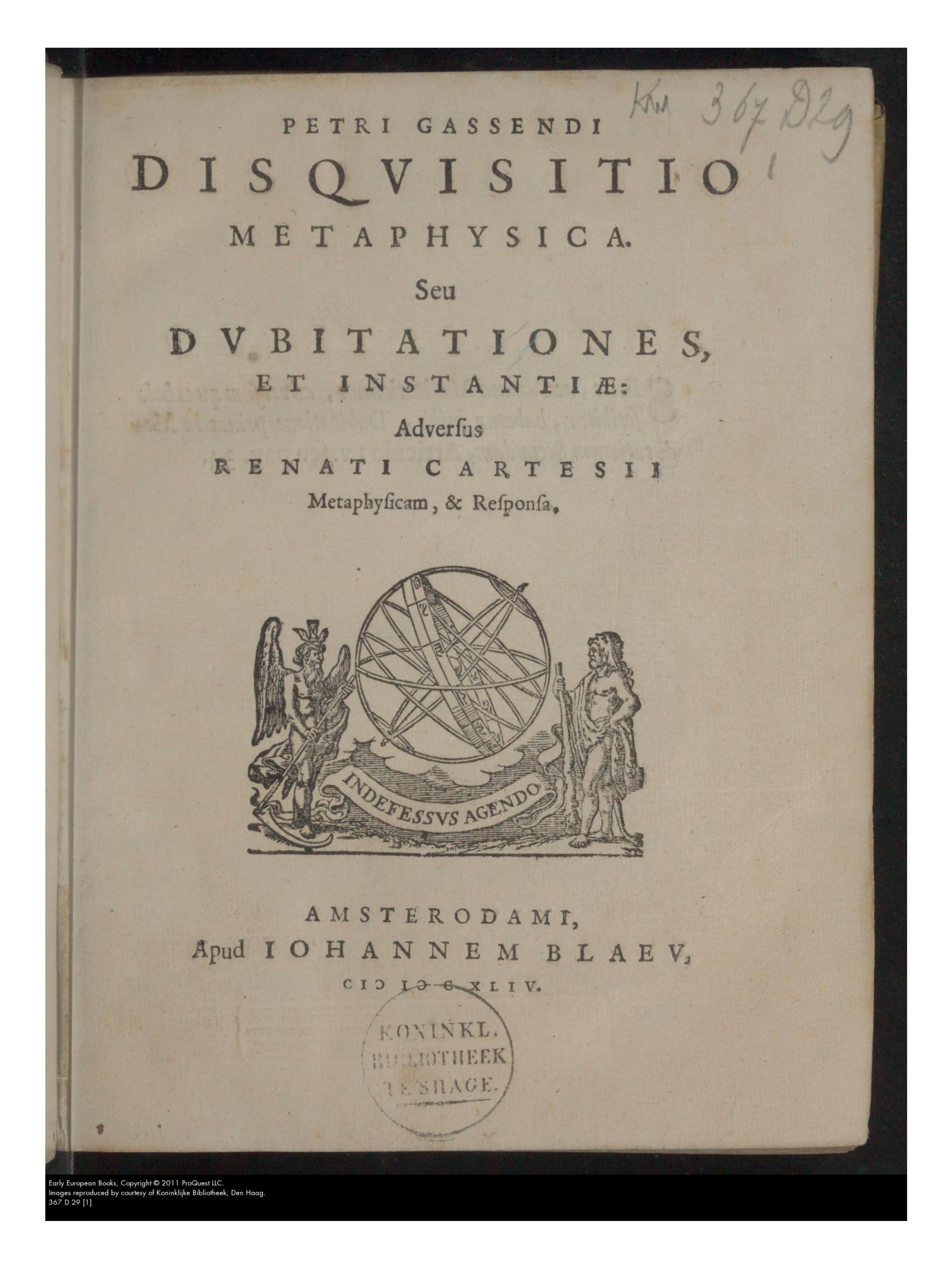 Disquisitio Metaphysica, seu Dubitationes et Instantiae adversus Renati Cartesii Metaphysicam