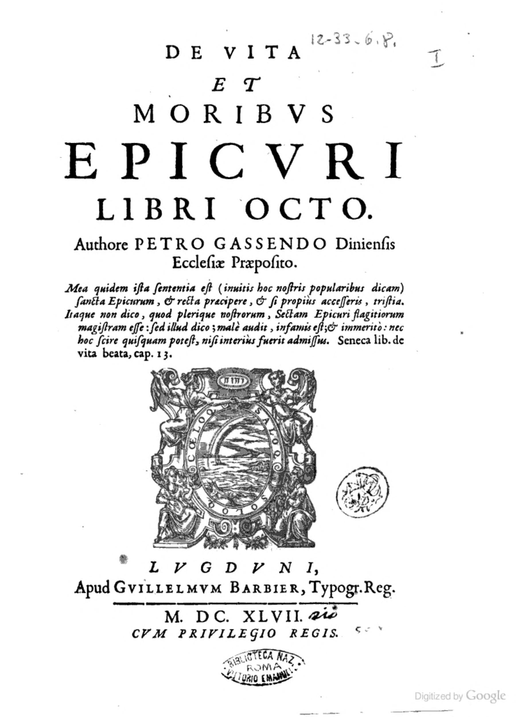 De Vita et Moribus Epicuri Libri Octo