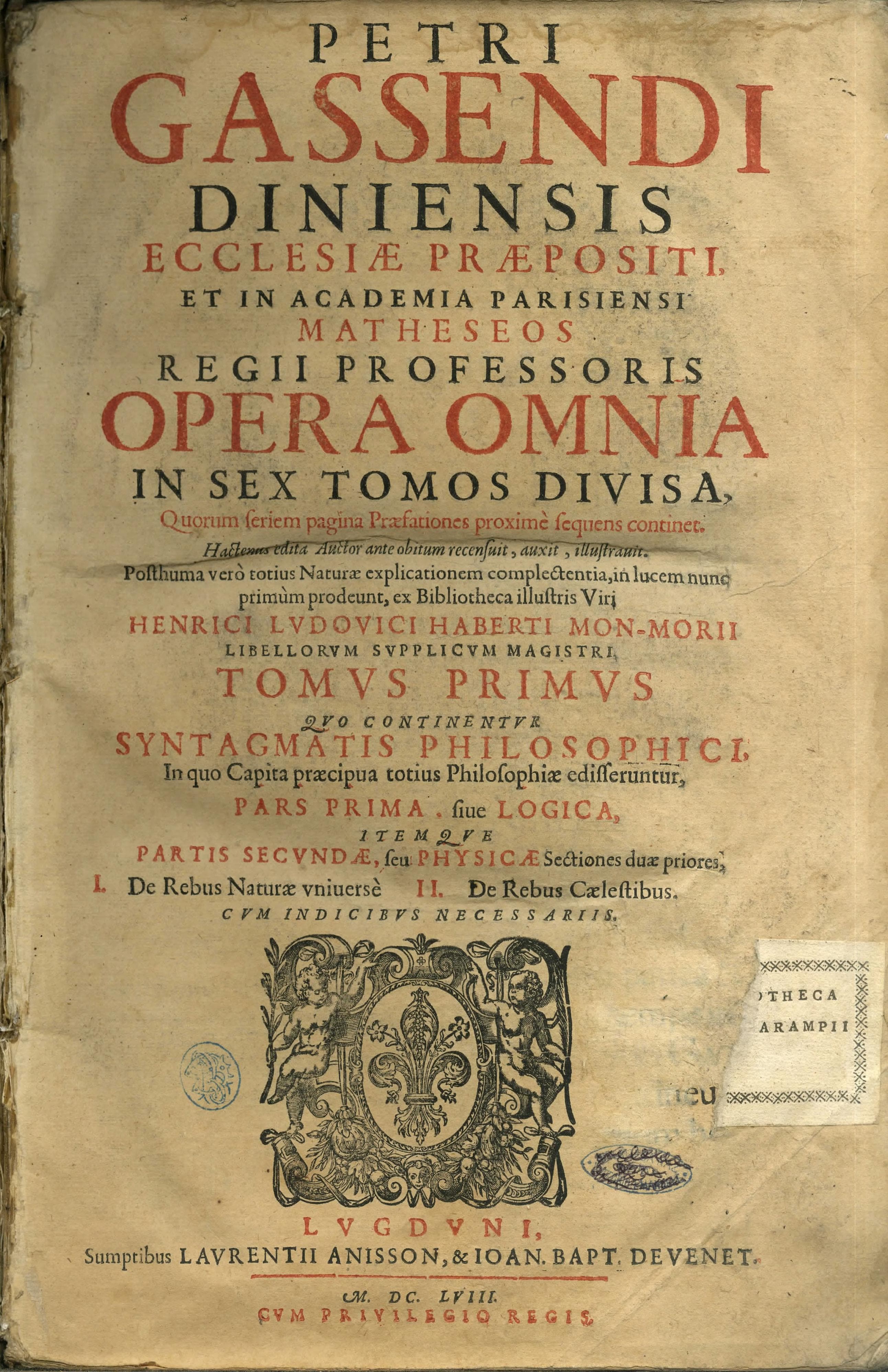 Opera Omnia, Tomus Primus
