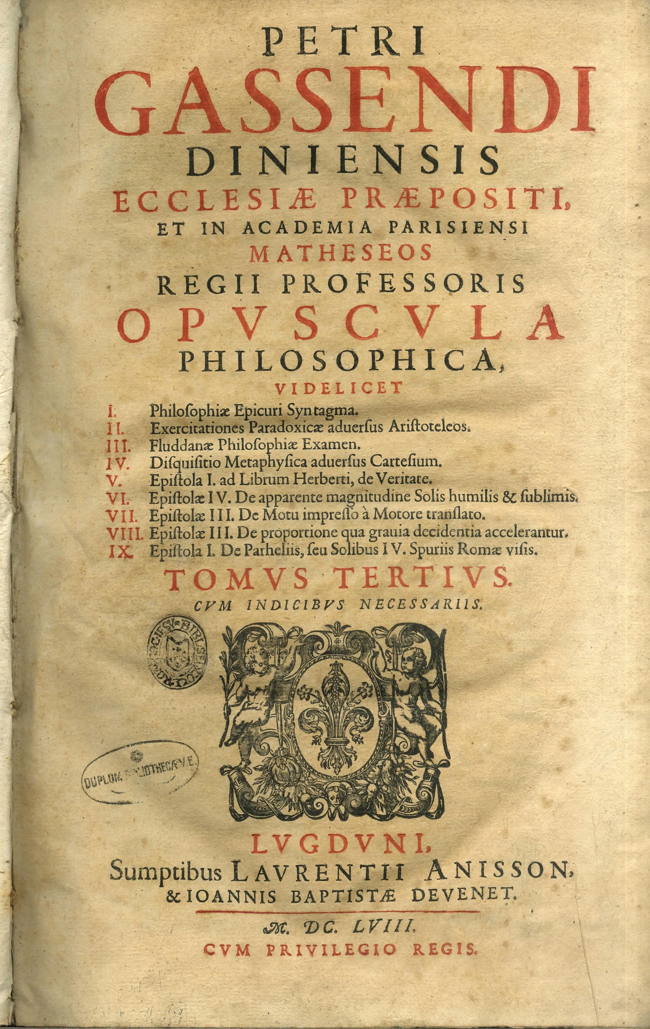 Opera Omnia, Tomus Tertius