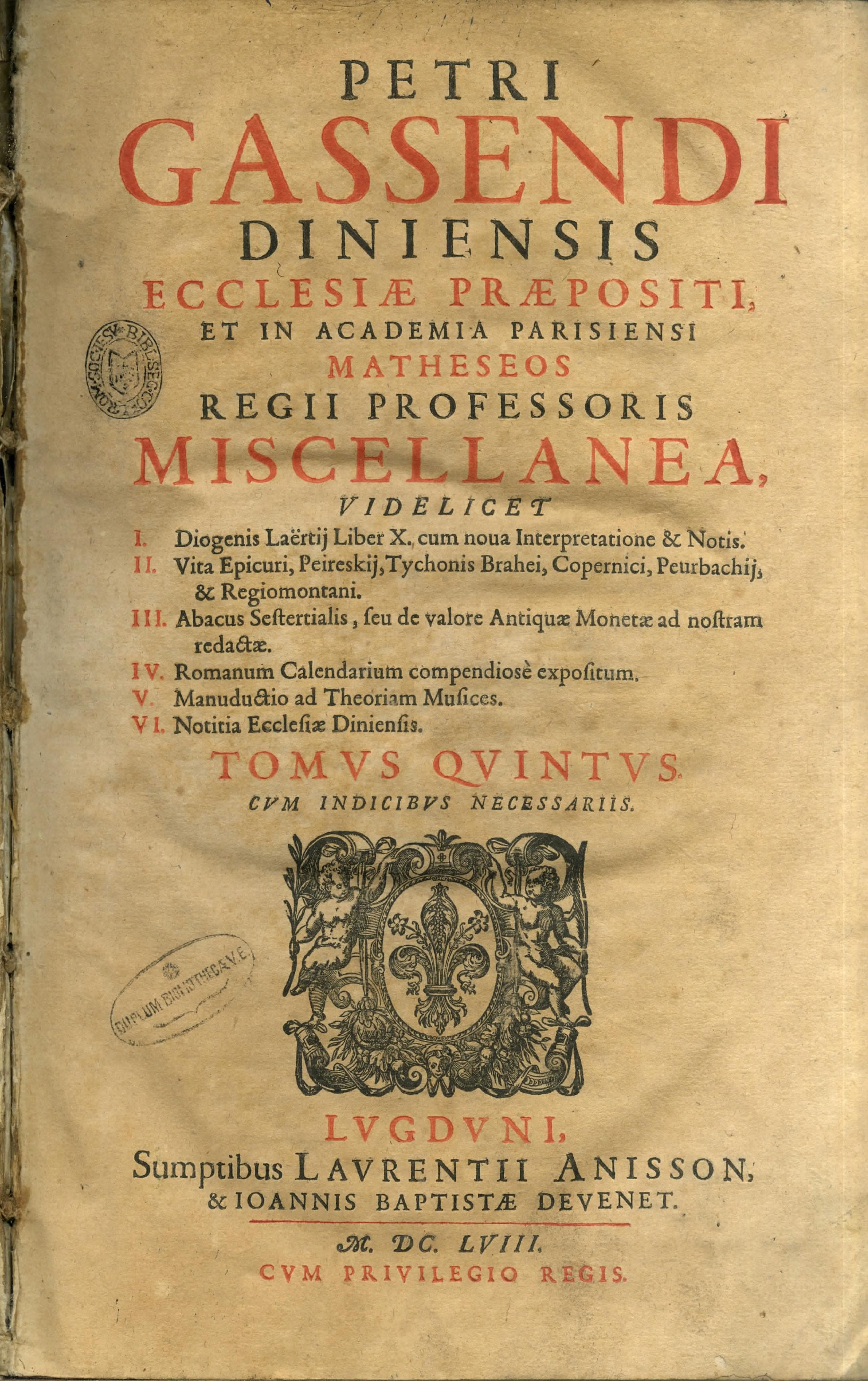 Opera Omnia, Tomus Quintus