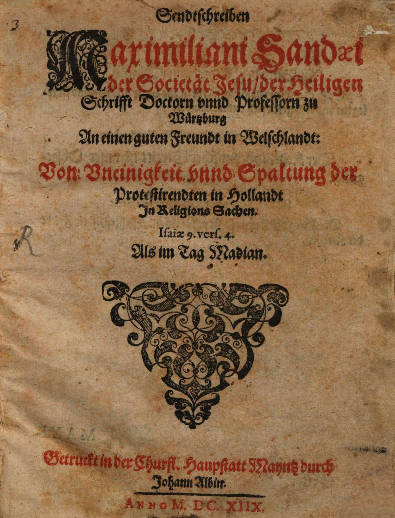 Sendtschreiben an einen guten Freundt in Welschlandt