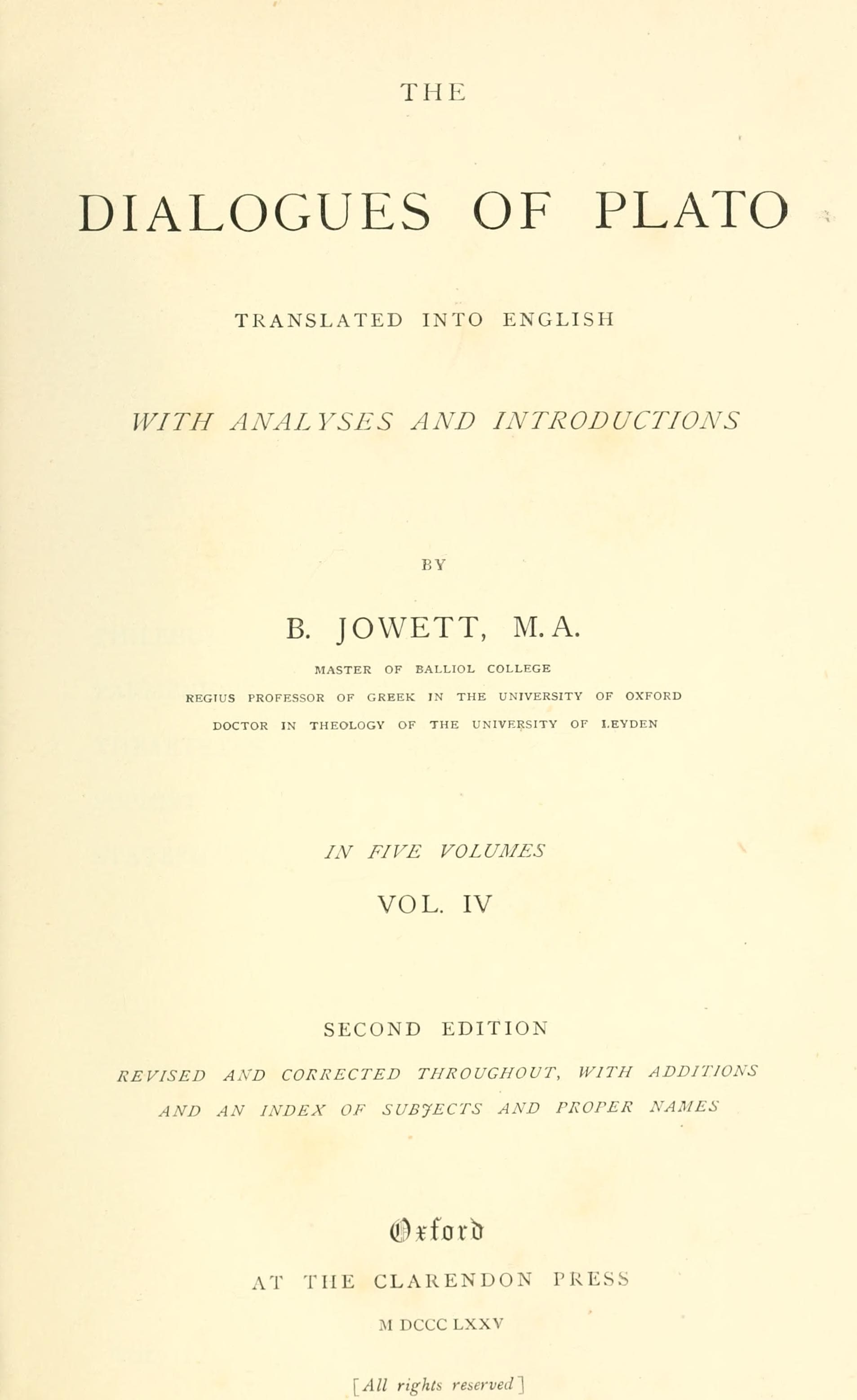 Dialogues of Plato, Vol. 4 (Parmenides, Theaetetus, Sophist)