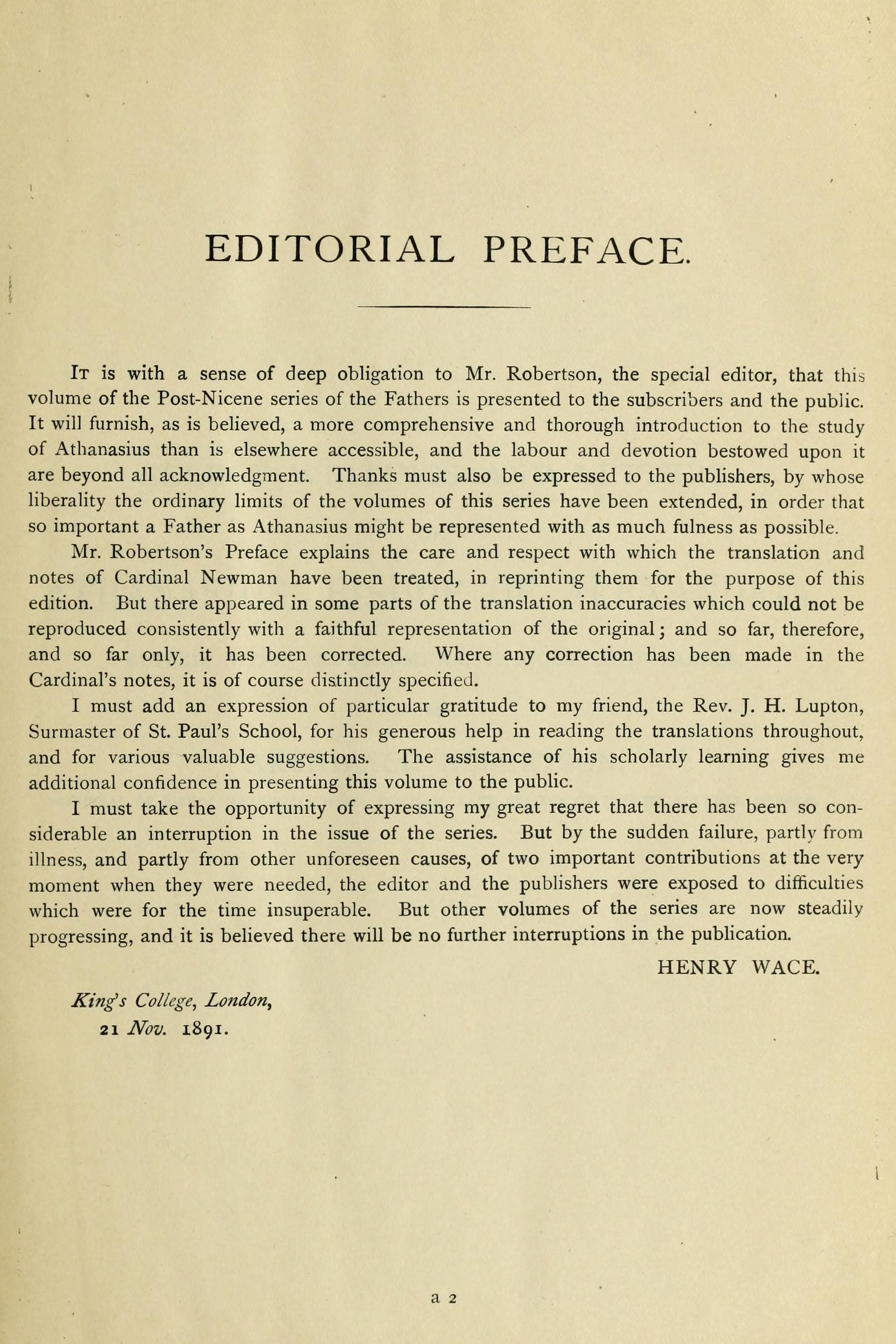 Nicene and Post-Nicene Fathers, Series 2, Vol. 4 (Athanasius: Select Works and Letters)