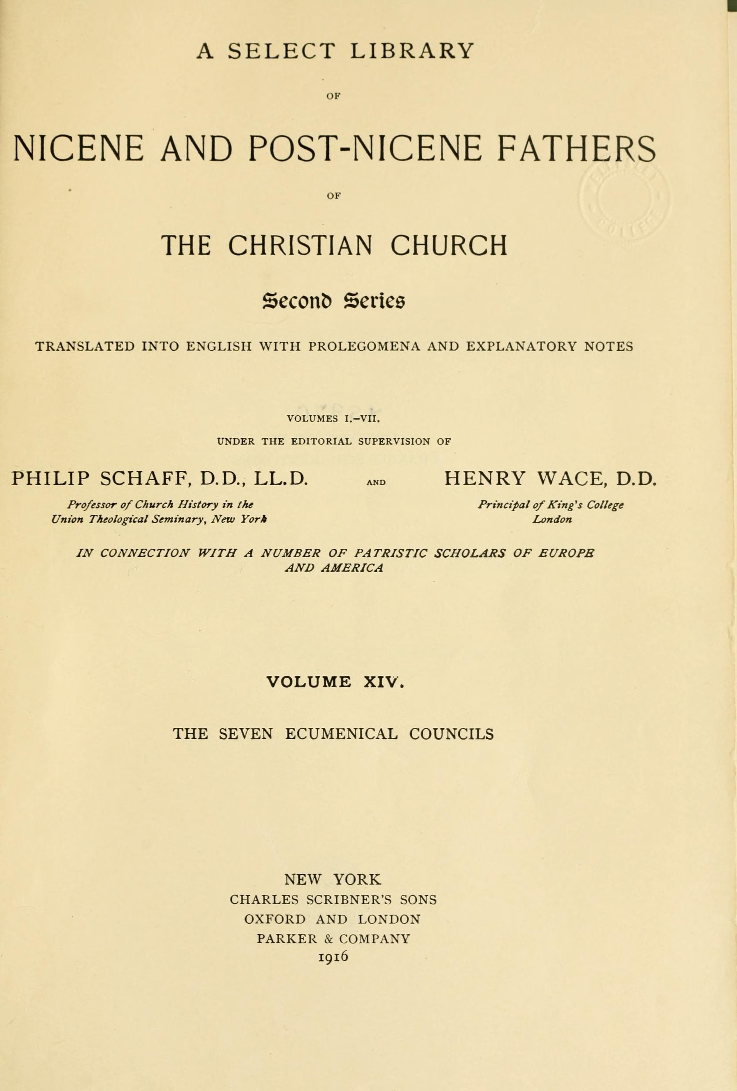 Nicene and Post-Nicene Fathers, Series 2, Vol. 14 (Seven Ecumenical Councils)