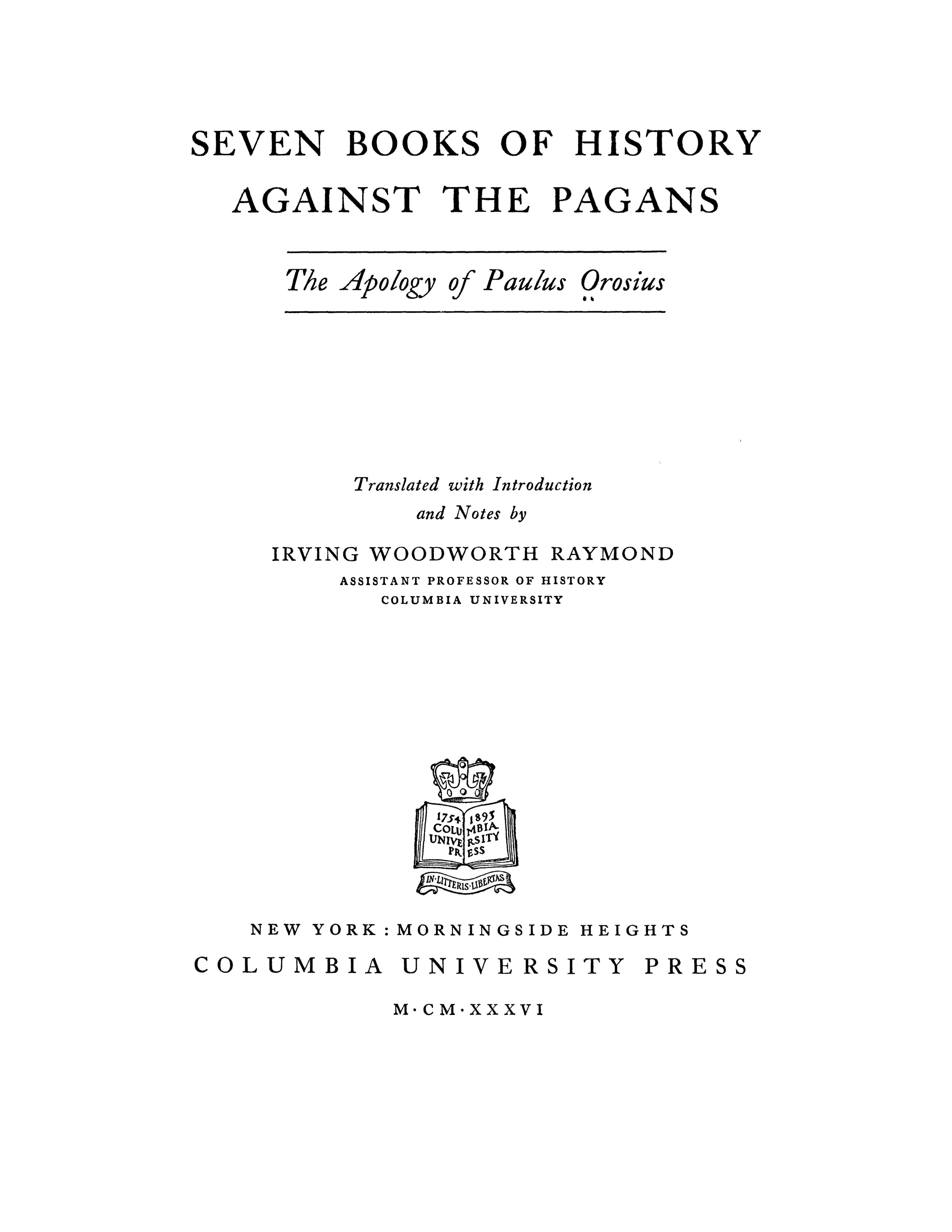 Seven Books of History Against the Pagans