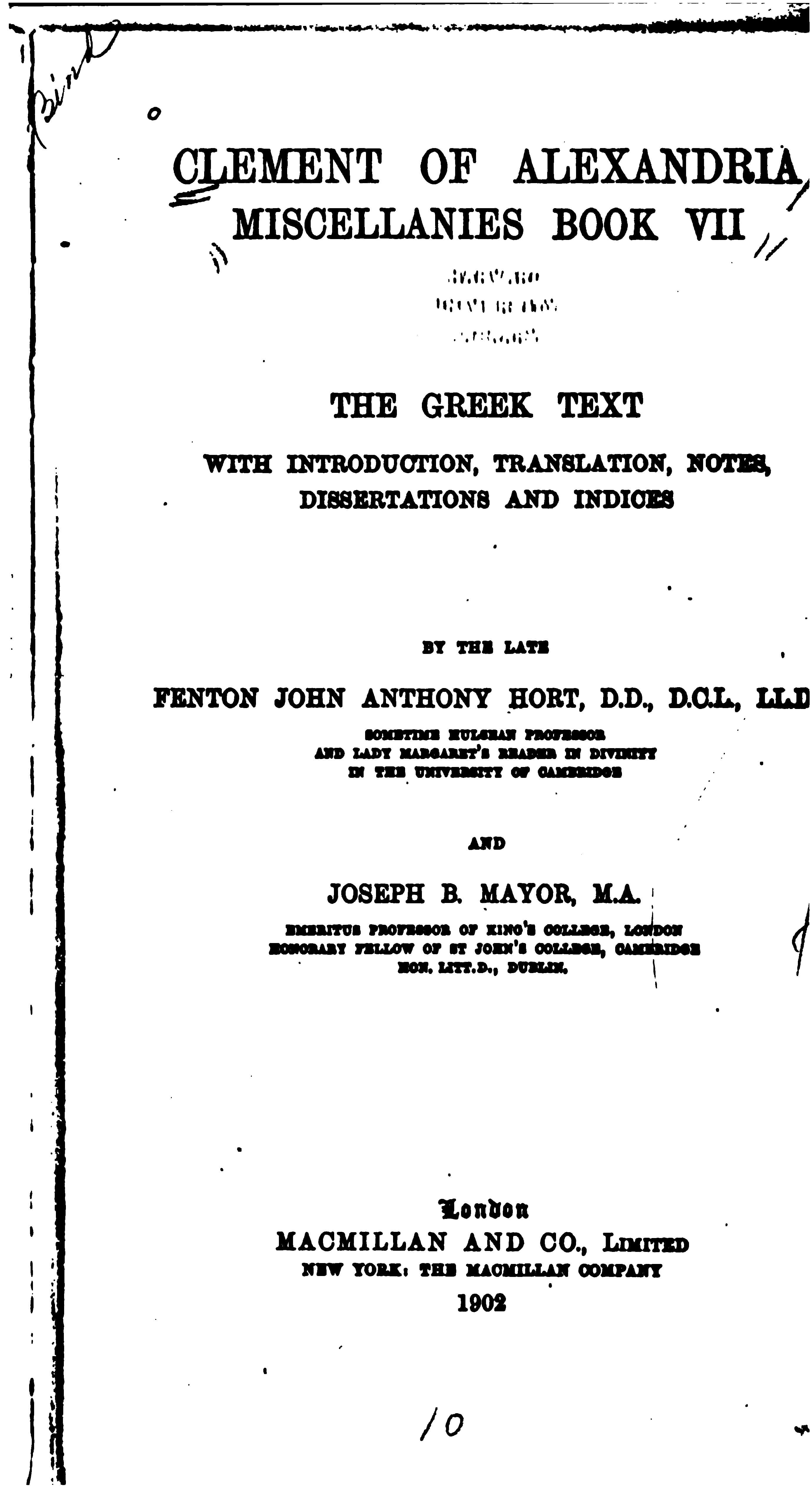 Clement of Alexandria, Miscellanies (Stromata) Book VII