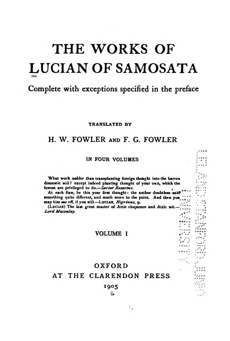 The Works of Lucian of Samosata, Vol. 4