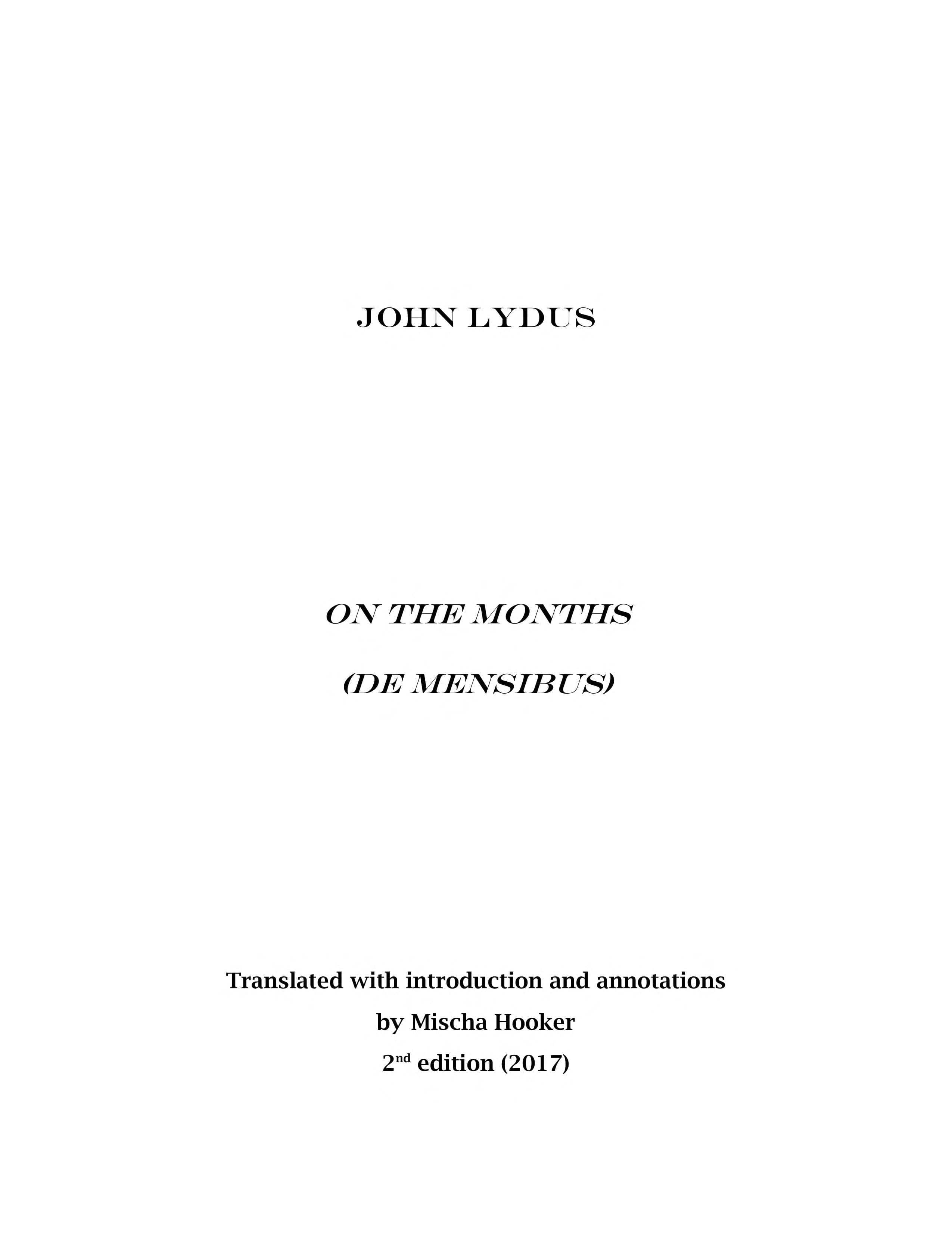 John Lydus: On the Months