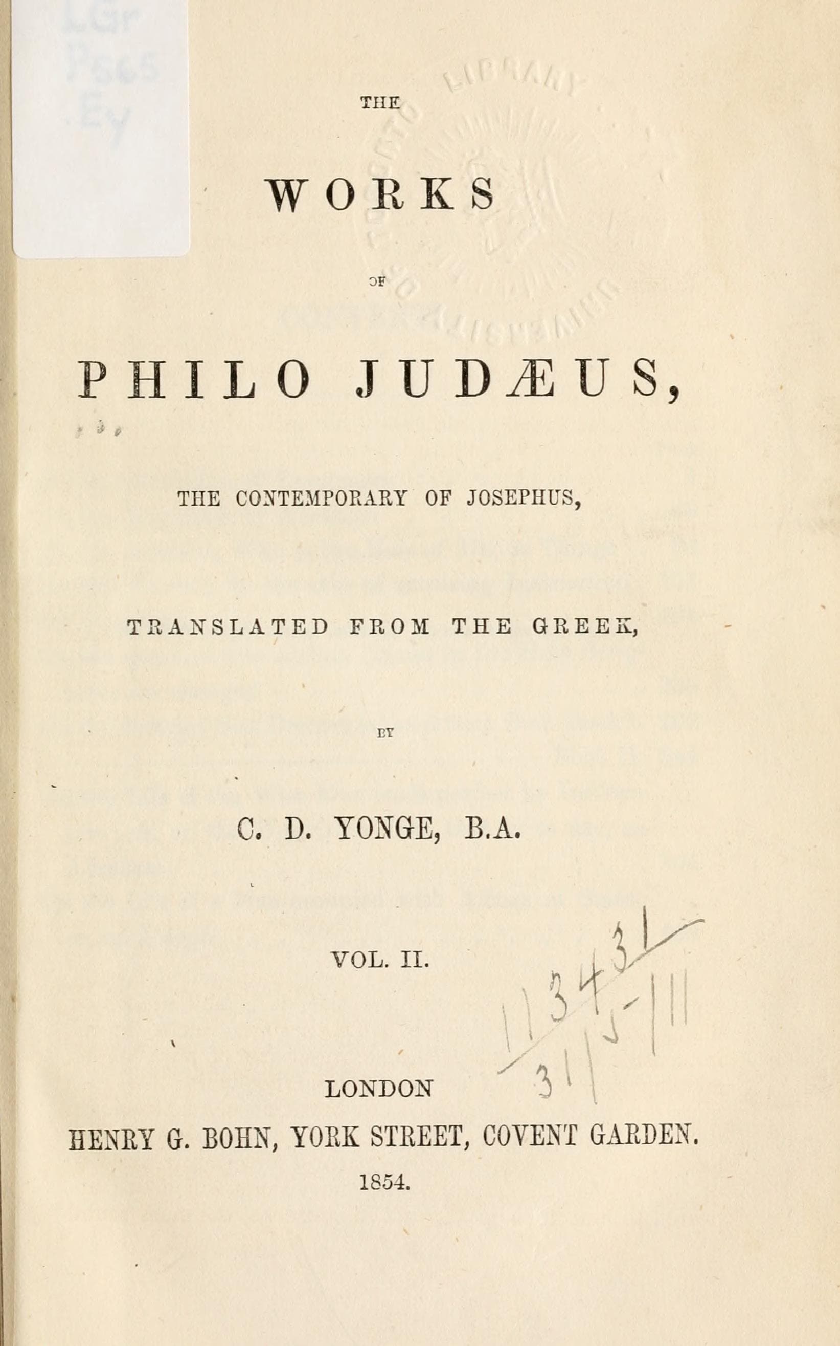 The Works of Philo Judaeus, Vol. 2