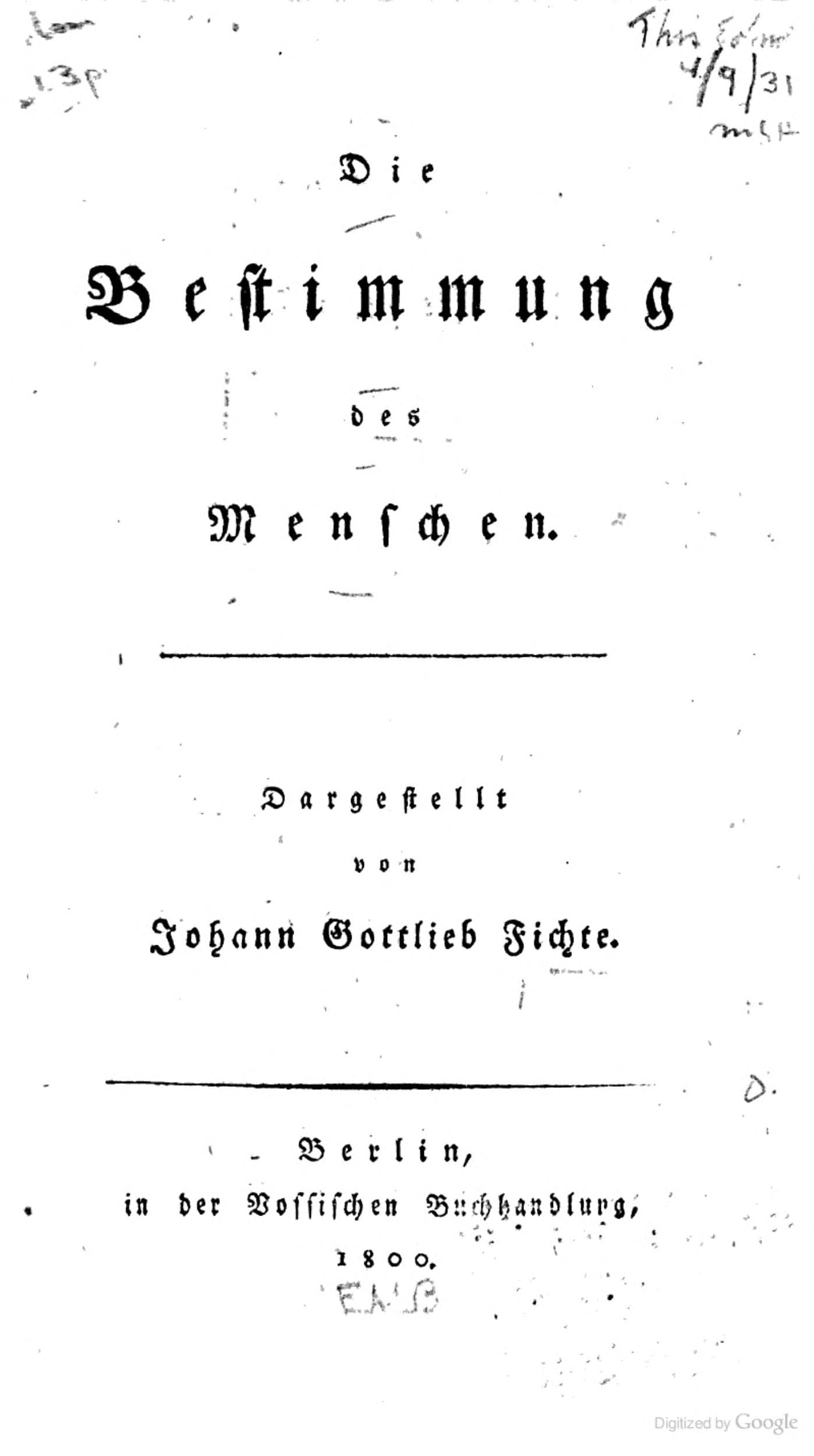 Die Bestimmung des Menschen