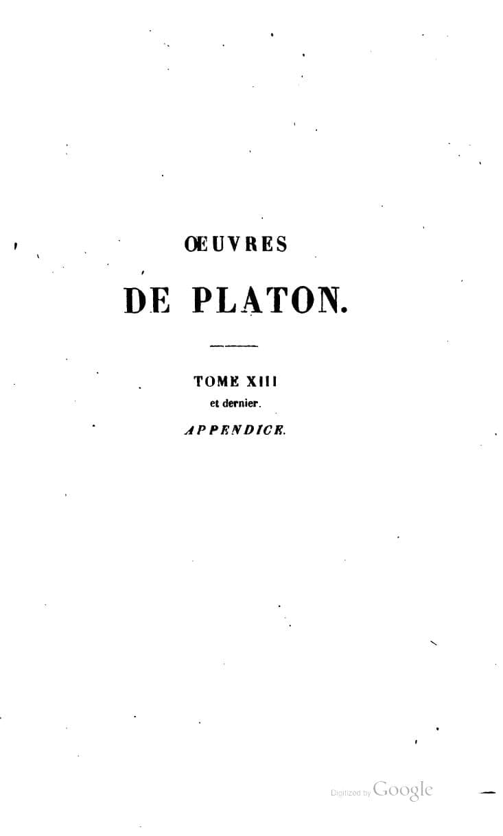 Oeuvres de Platon, Tome XIII: Epinomis, Axiochus, Eryxias, Sisyphe, Definitions
