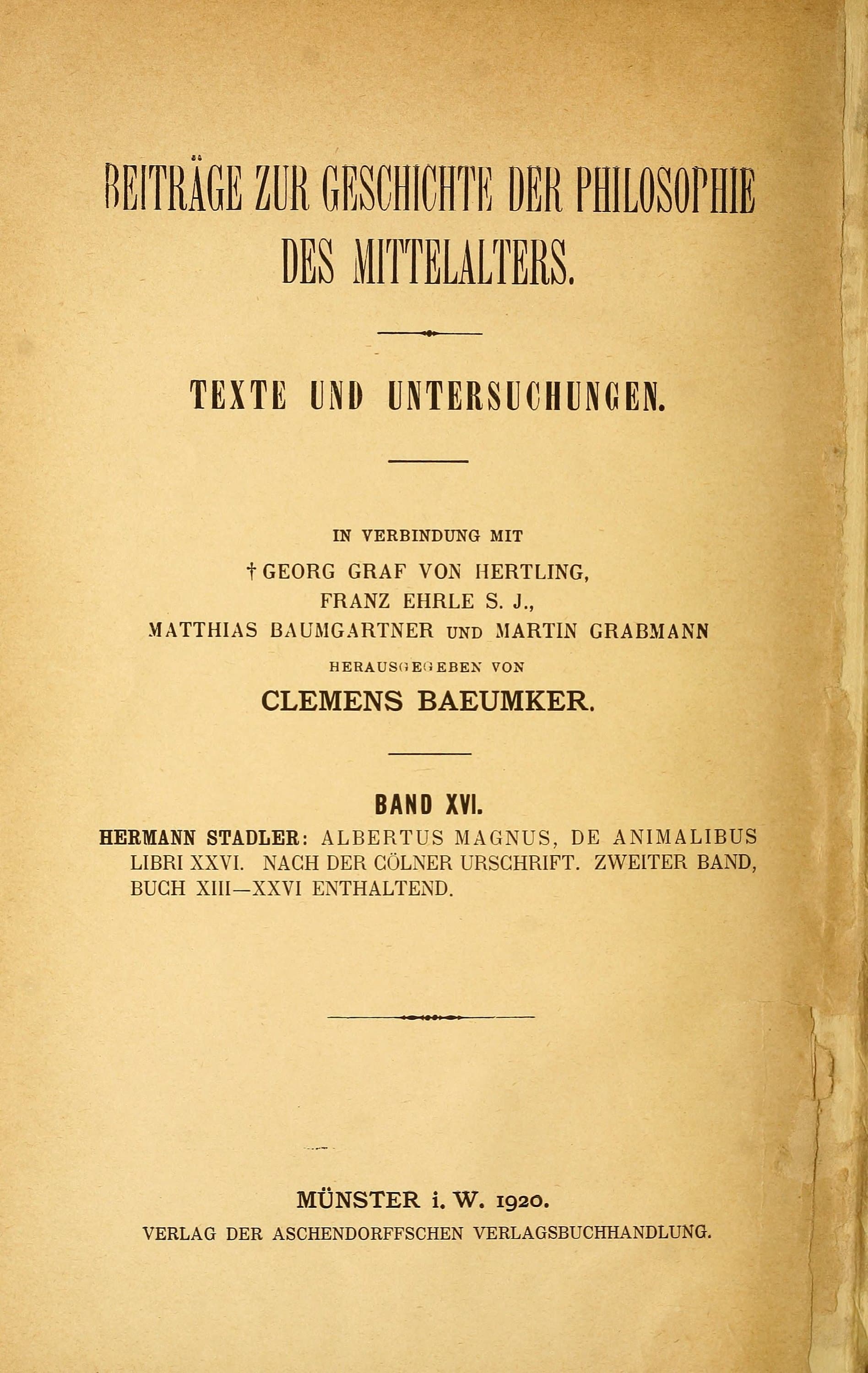 De Animalibus Libri XXVI, Vol. 1 (Books I-XII)