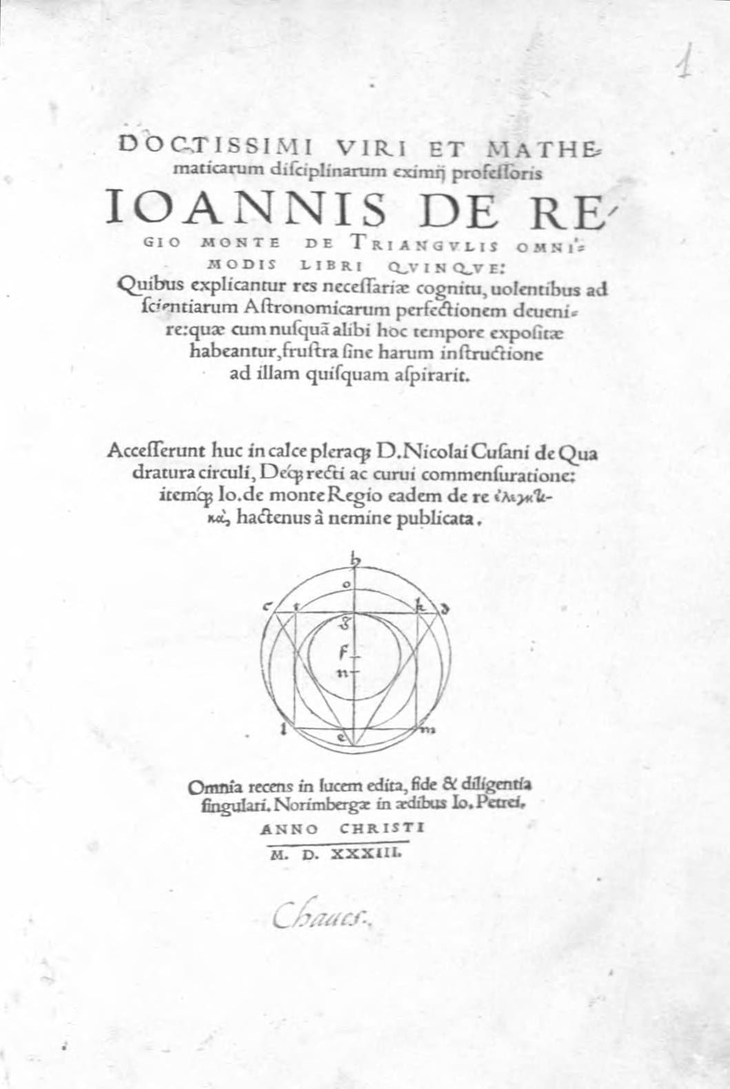 De Triangulis Omnimodis Libri Quinque (Five Books on All Kinds of Triangles)