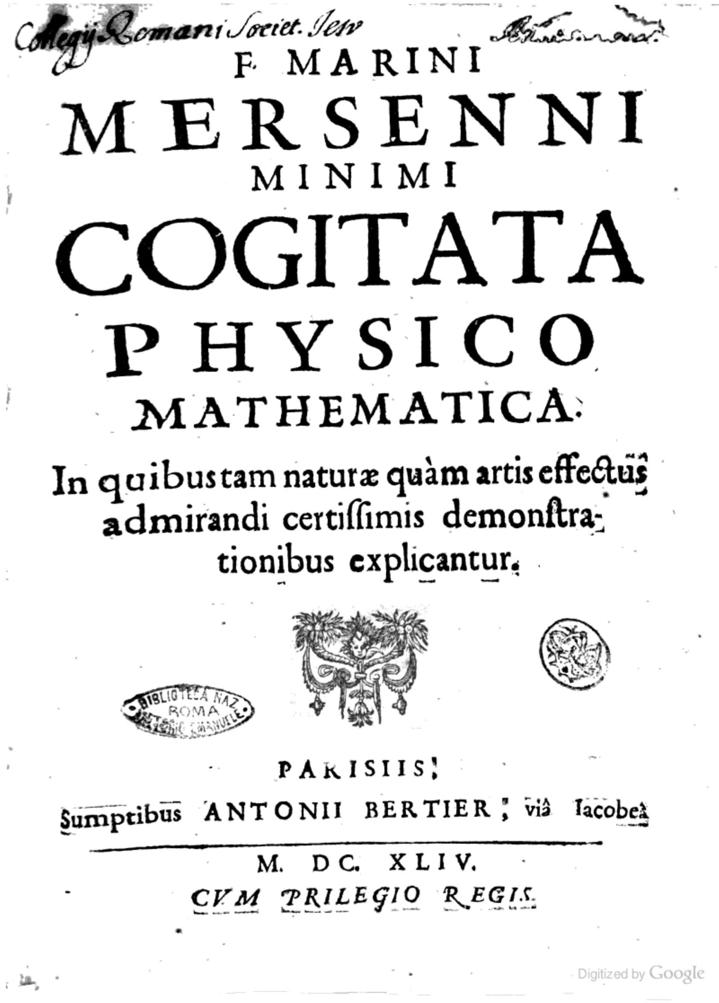 Cogitata Physico-Mathematica