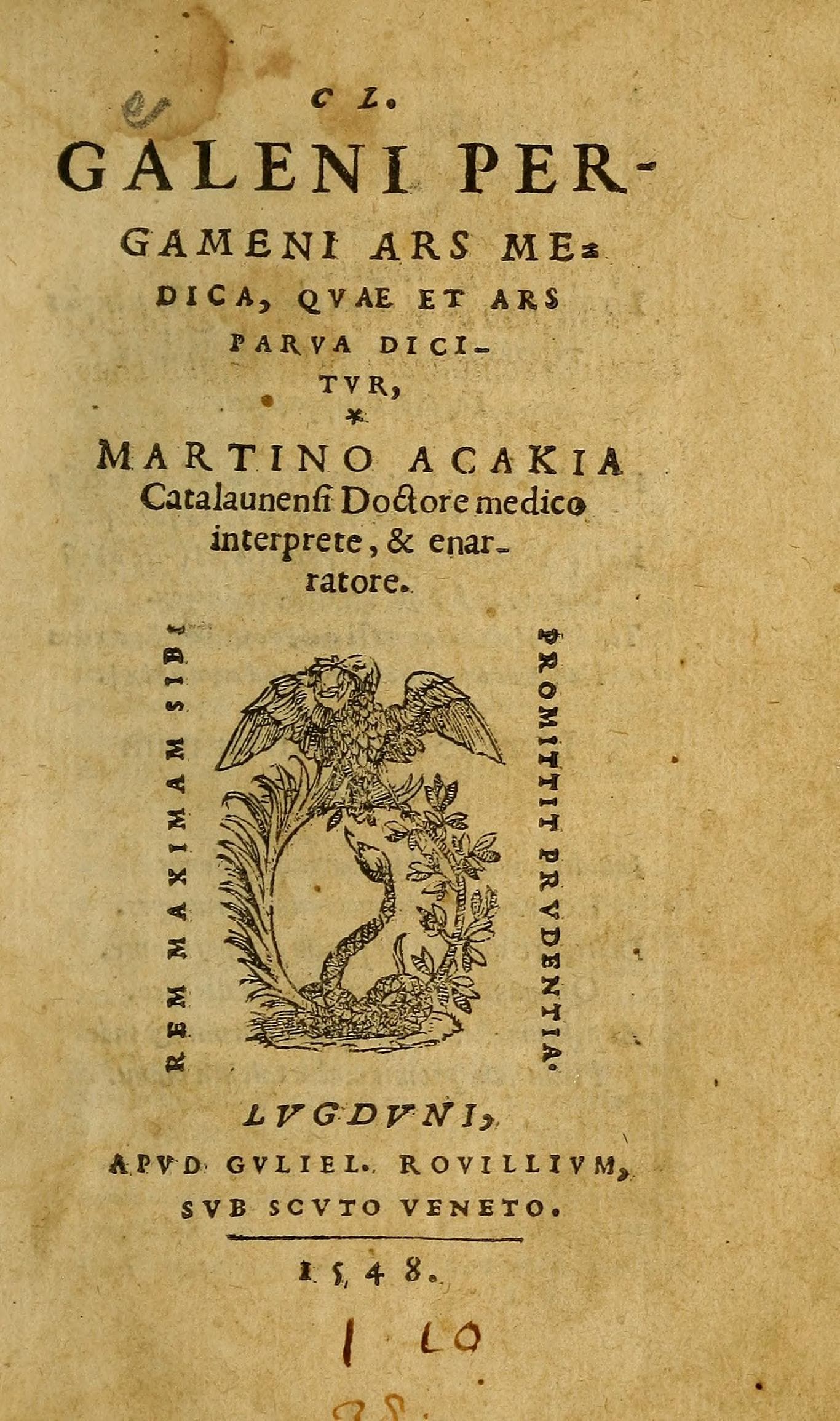 Cl. Galeni Pergameni Ars Medica