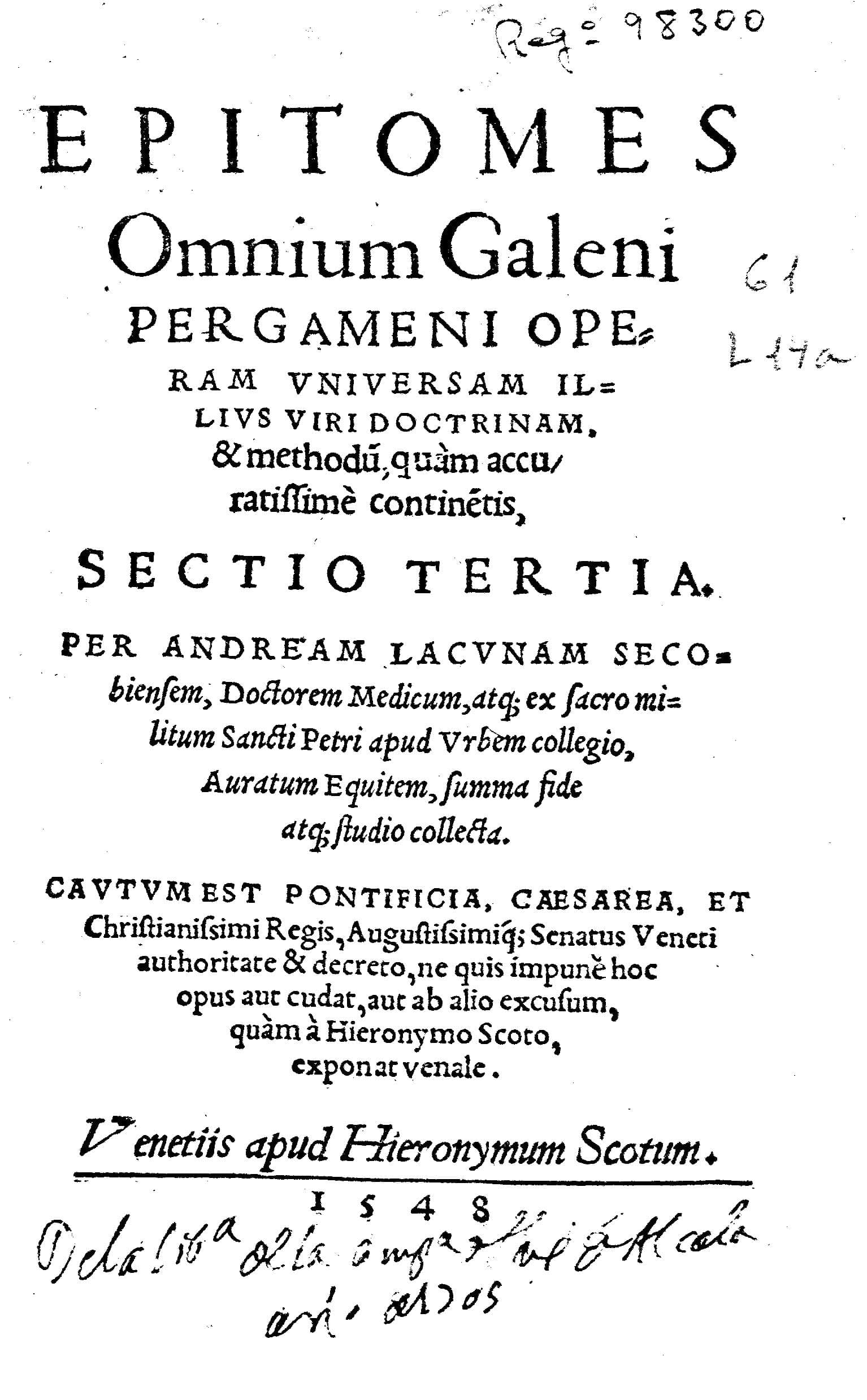 Epitomes Omnium Galeni Pergameni Operum