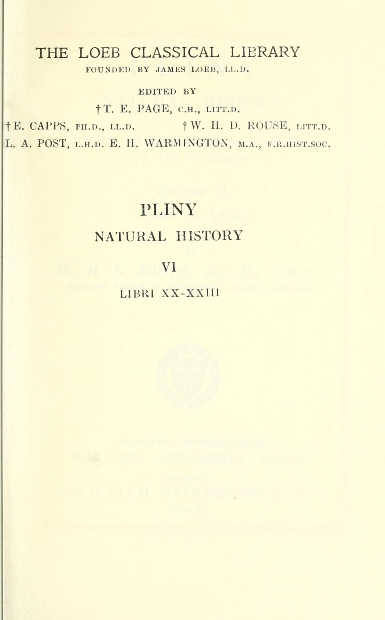 Pliny Natural History, Vol. VI (Loeb Latin-English)
