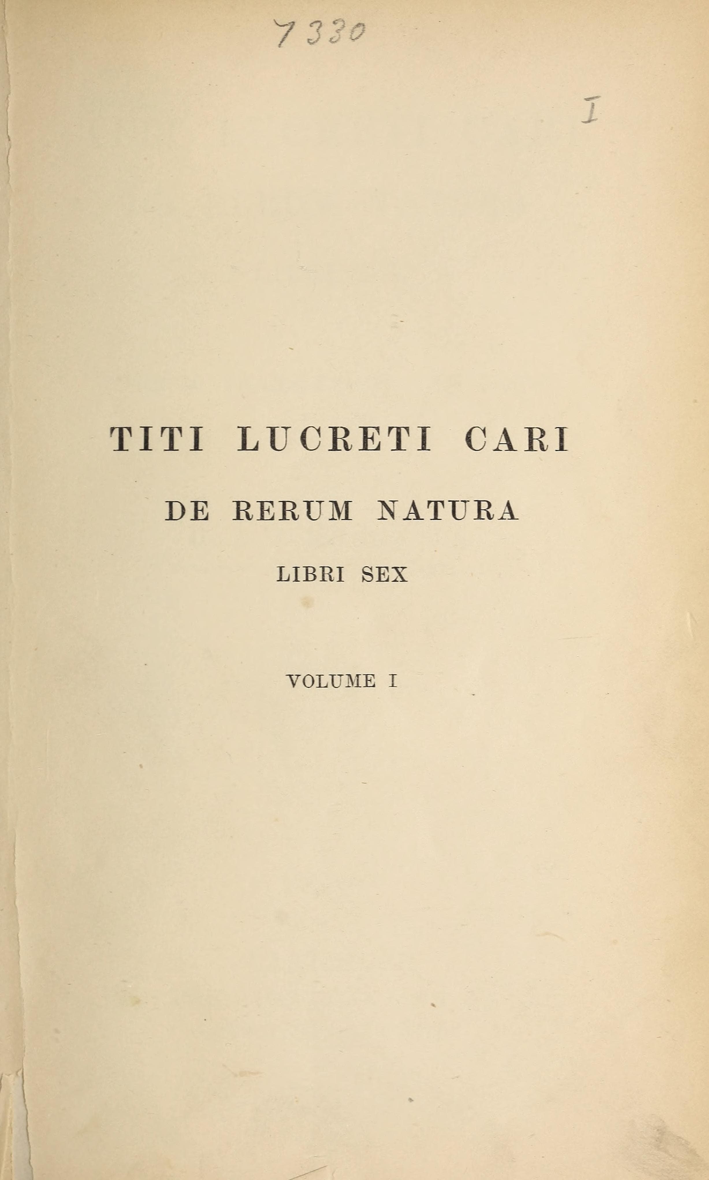 De Rerum Natura (Munro 1864 text and notes)