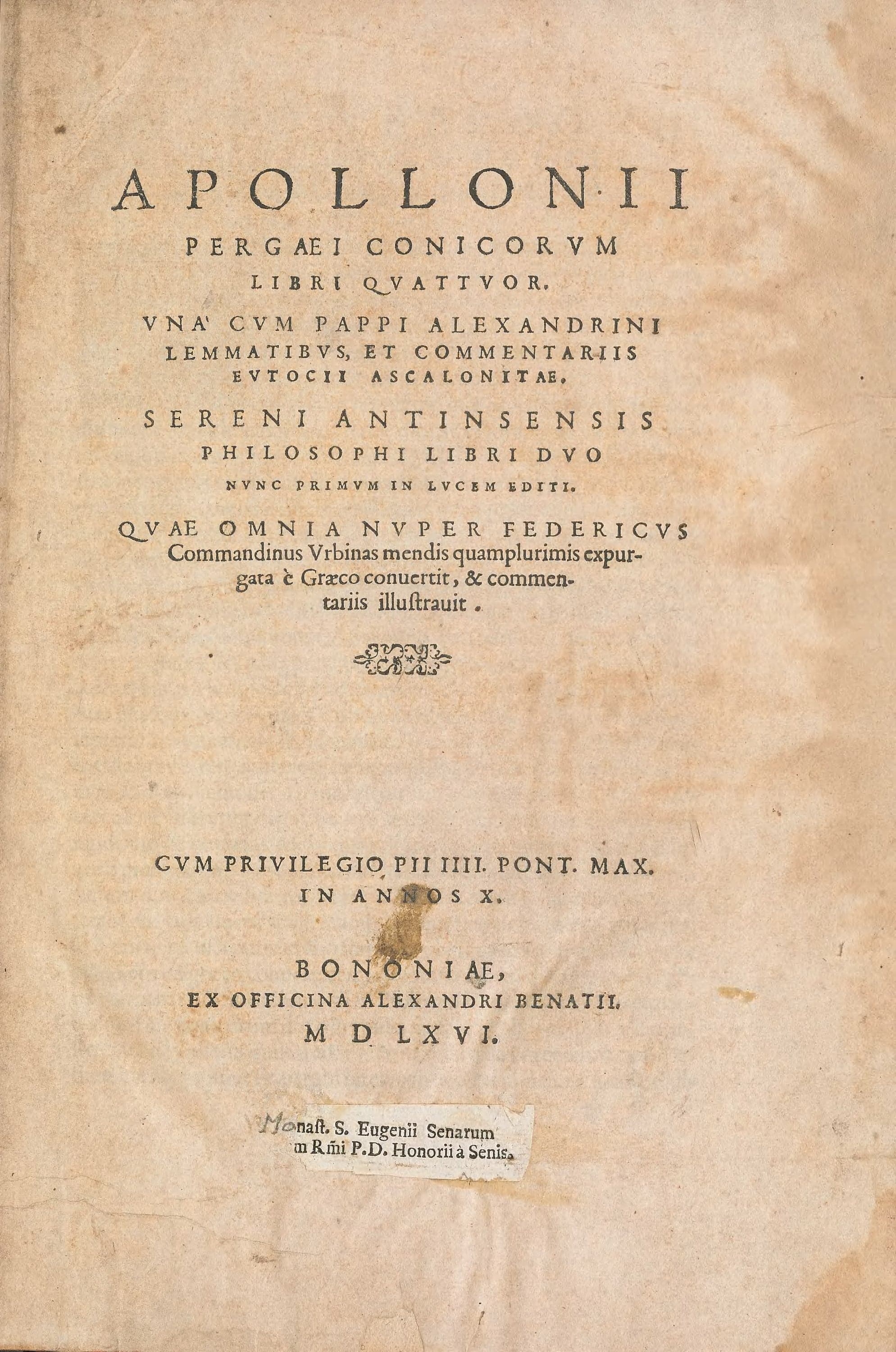 Conicorum Libri Quattuor (Commandino 1566)