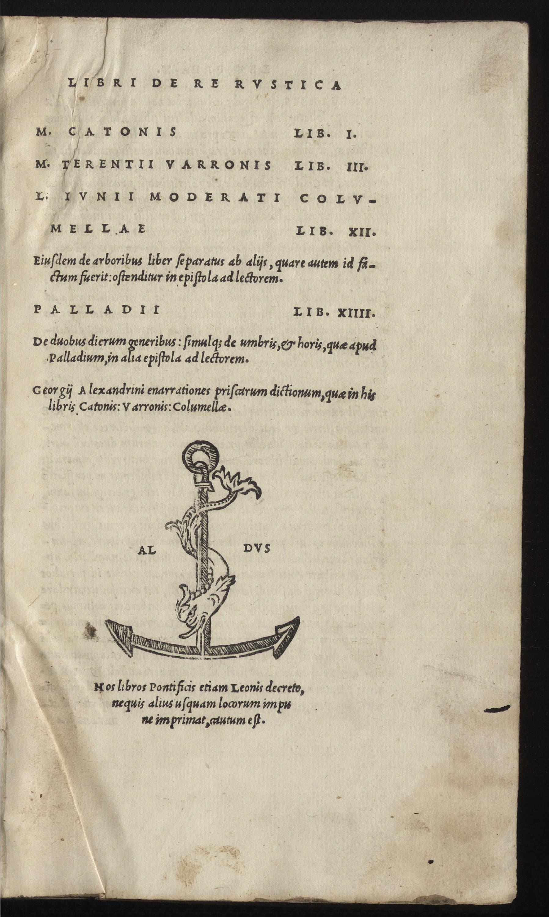 De Re Rustica (Cato, Varro, Columella, Palladius, 1514)