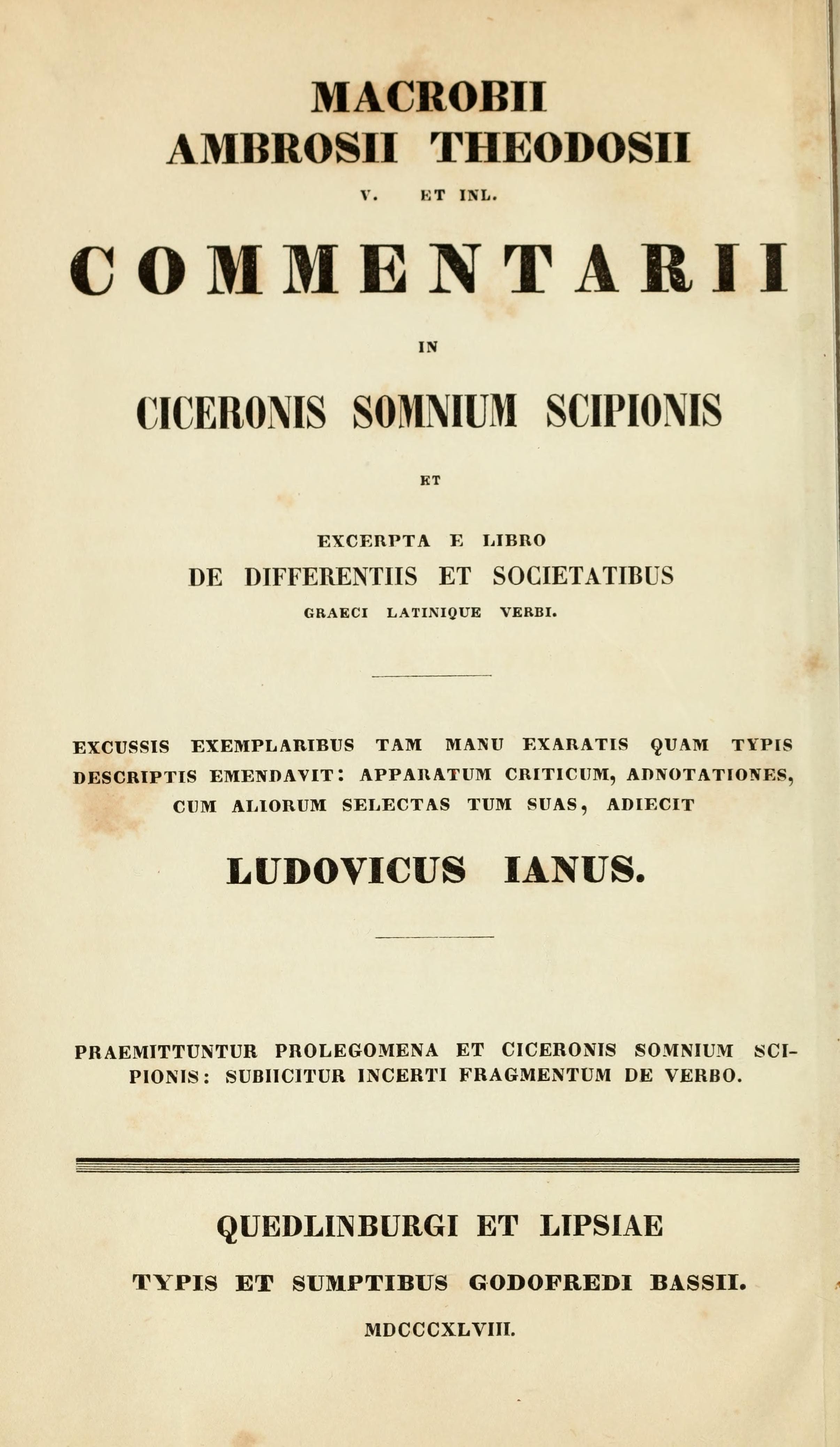 Opera quae supersunt, Vol. I