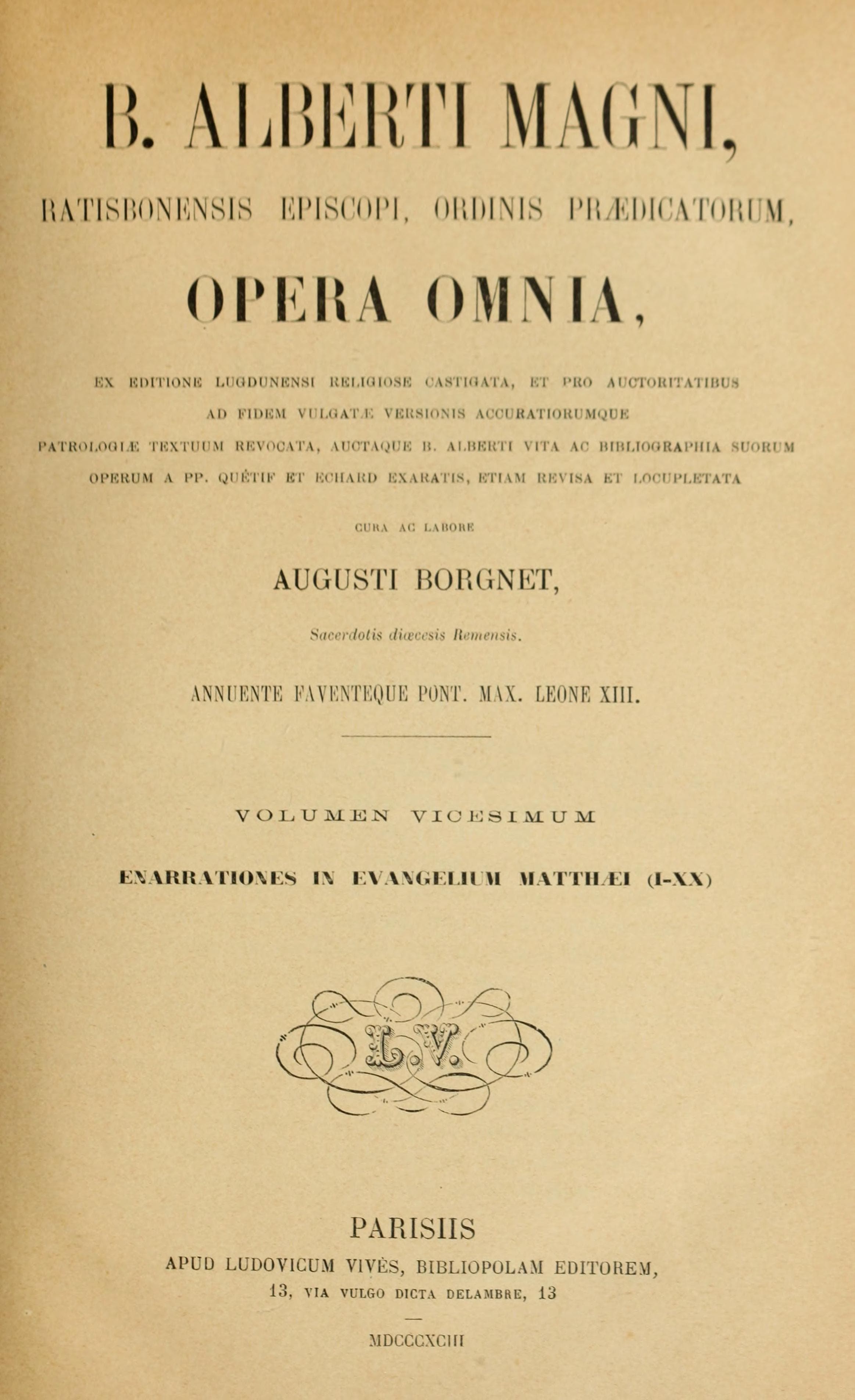 Opera Omnia, Vol. XX