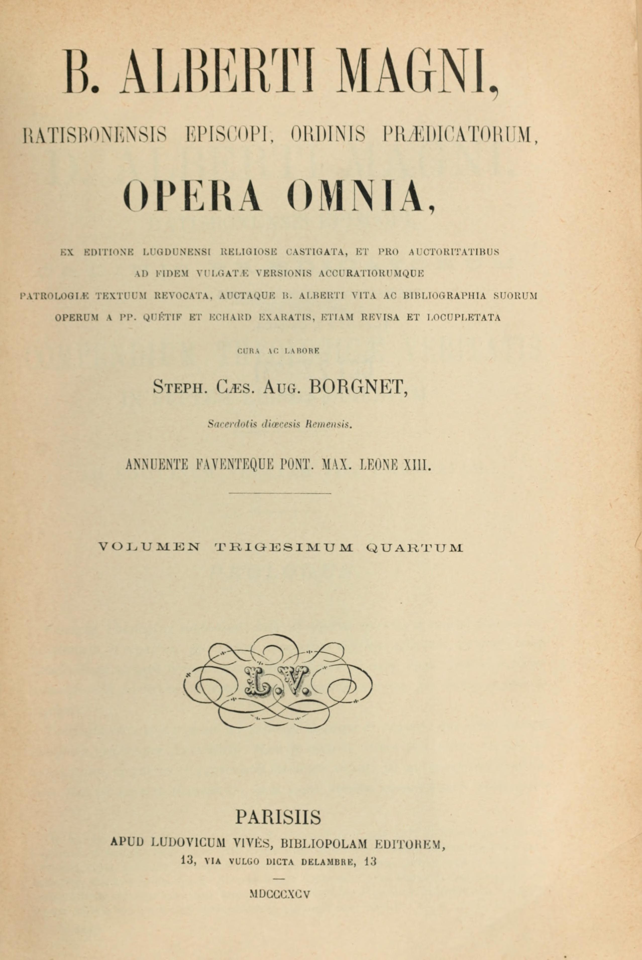 Opera Omnia, Vol. XXXIV