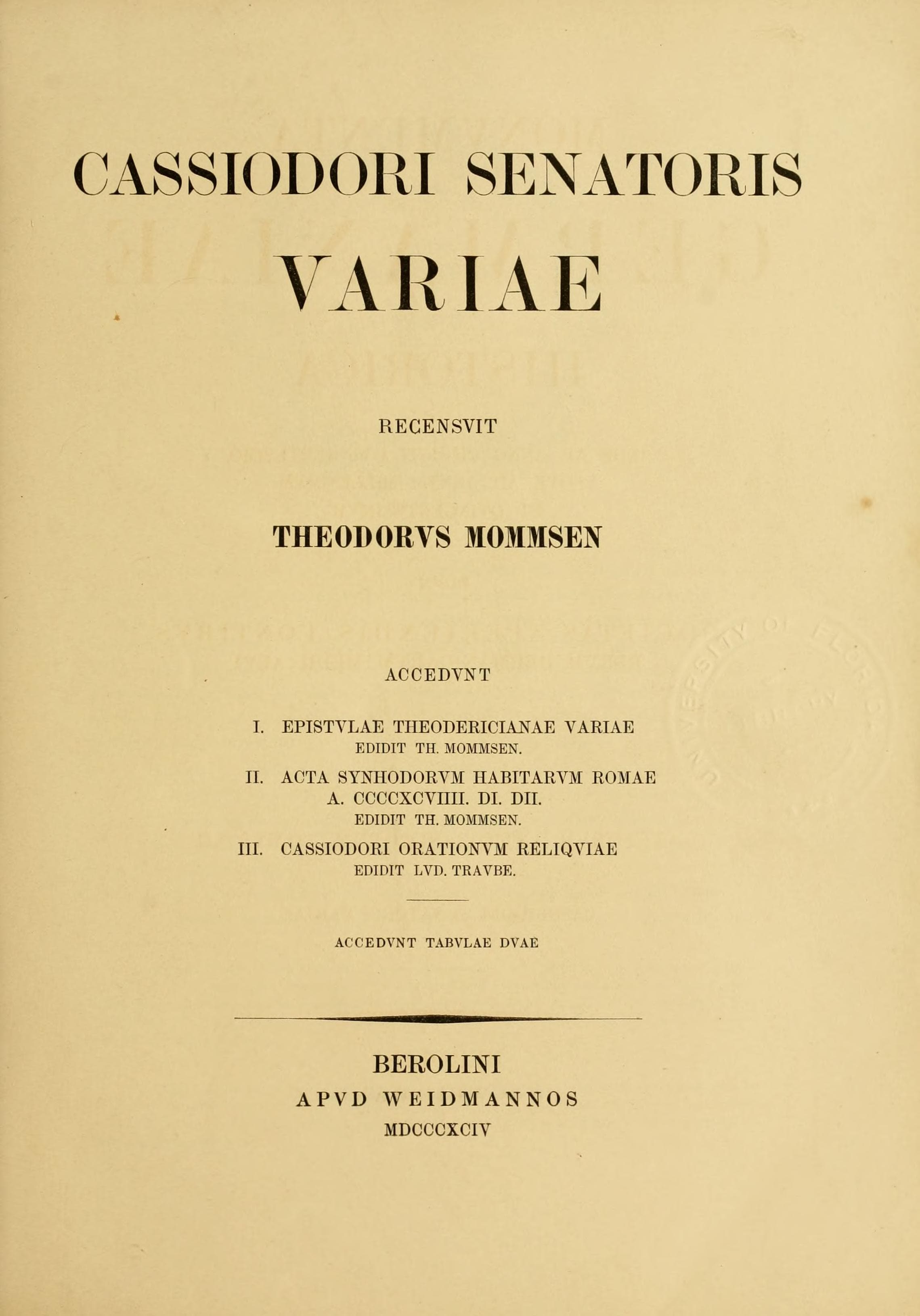 Cassiodori Senatoris Variae