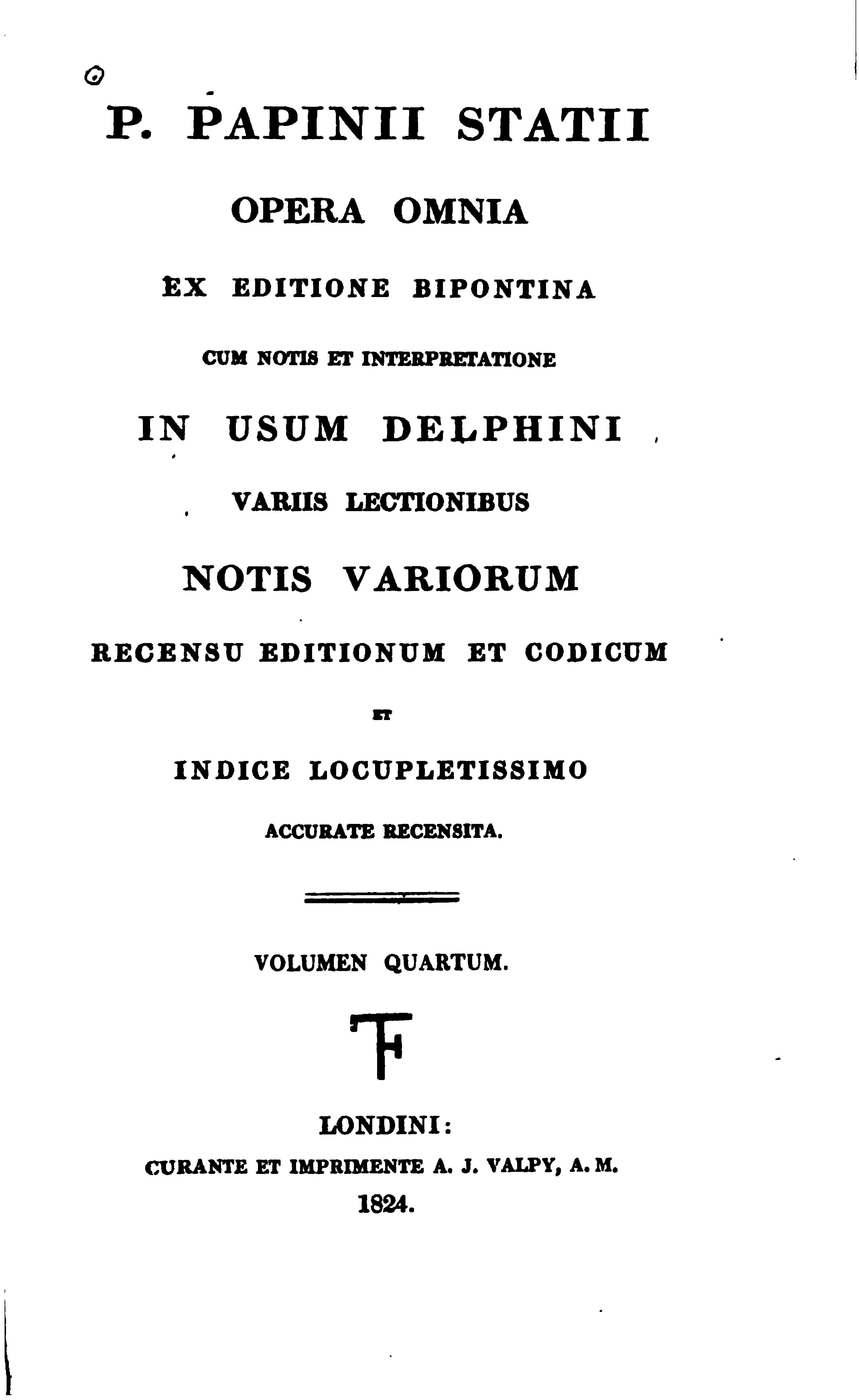 P. Papinii Statii Opera Omnia