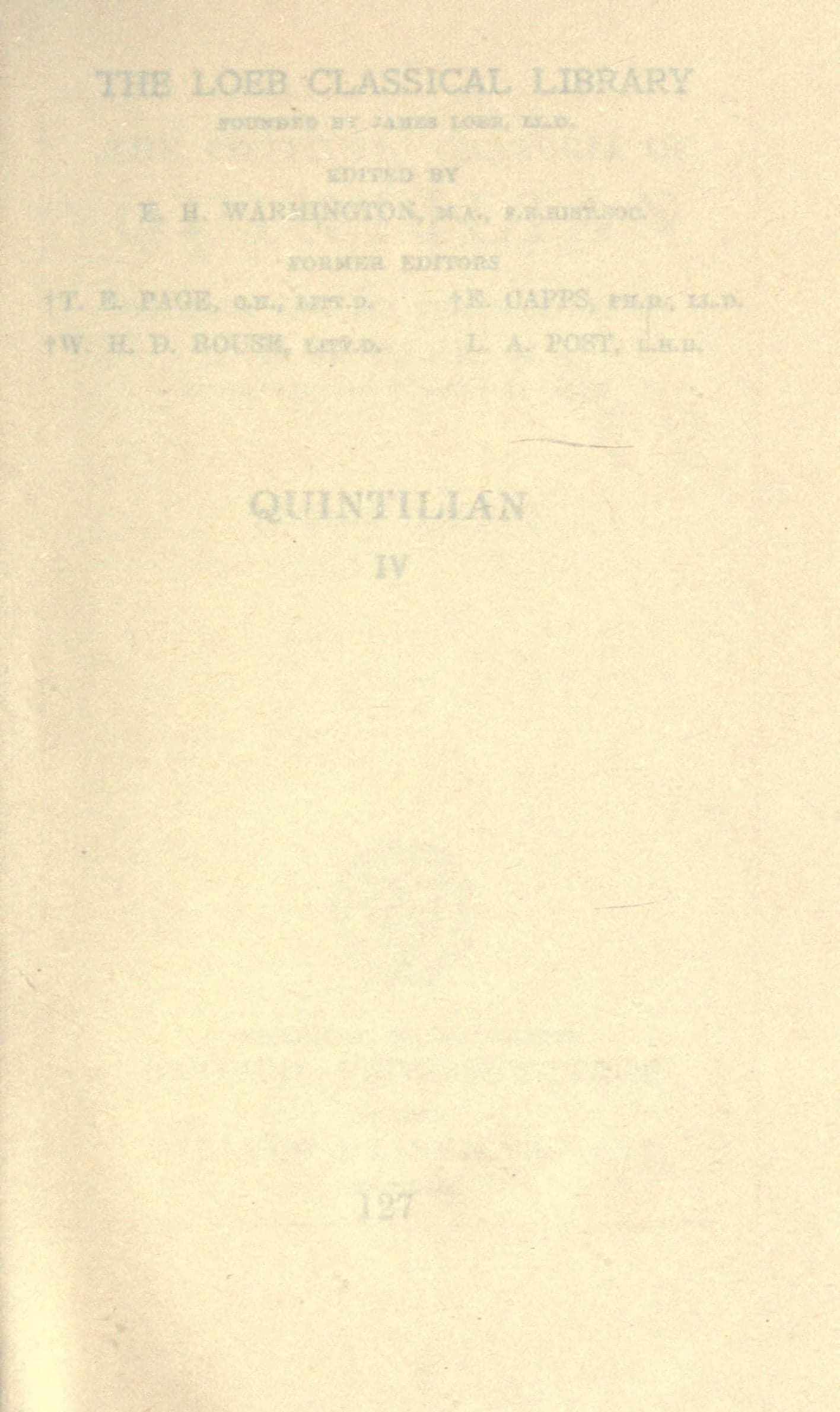 Quintilian, Institutio Oratoria, Vol. IV (Loeb)
