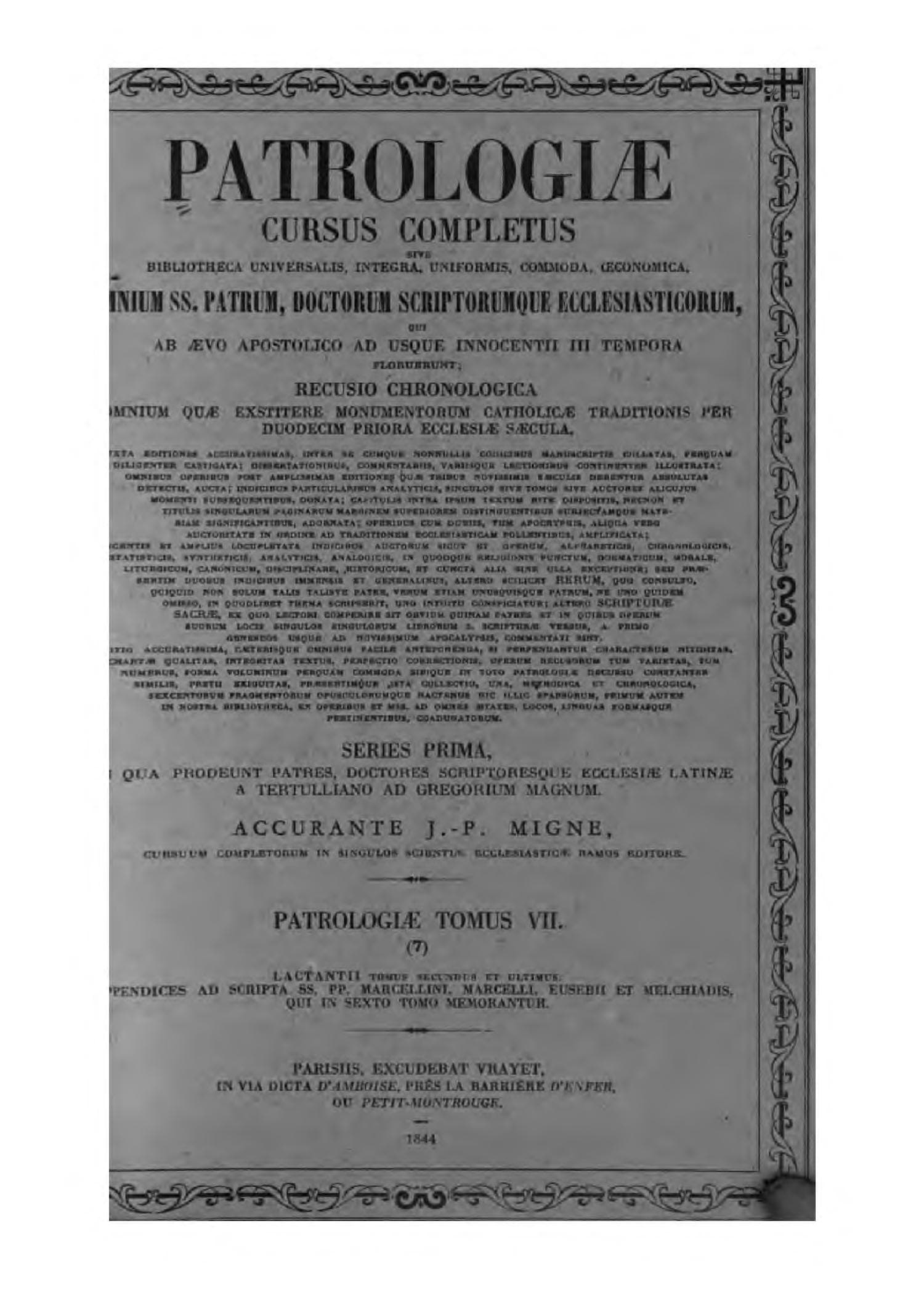 Lactantii Opera Omnia Vol. I