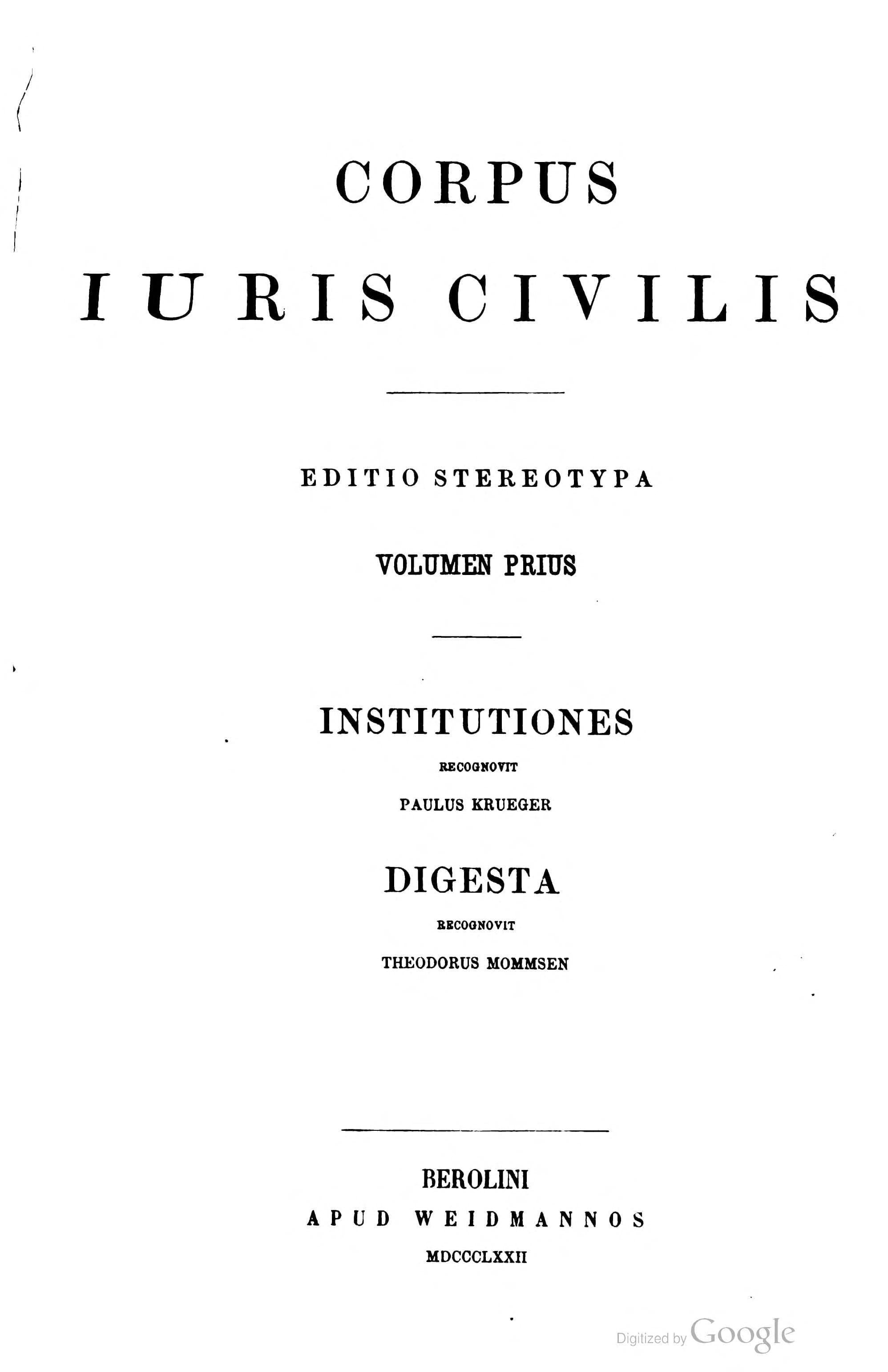 Corpus Iuris Civilis: Digesta (Mommsen)