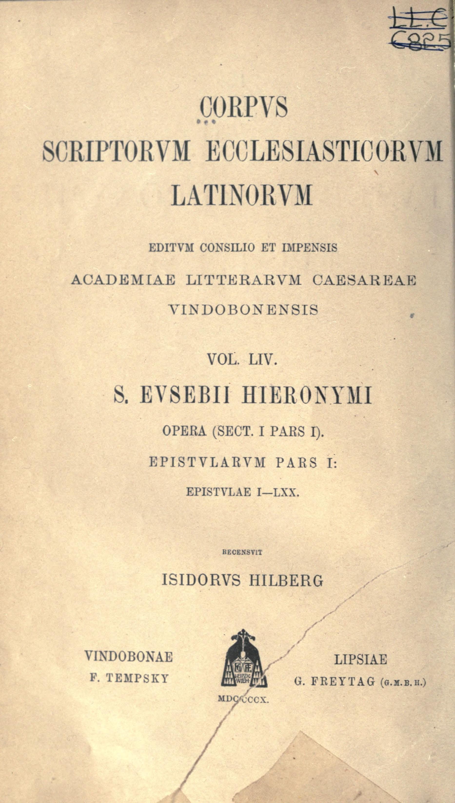 Corpus Scriptorum Ecclesiasticorum Latinorum, Vol. LIV: Augustini Epistulae Pars I