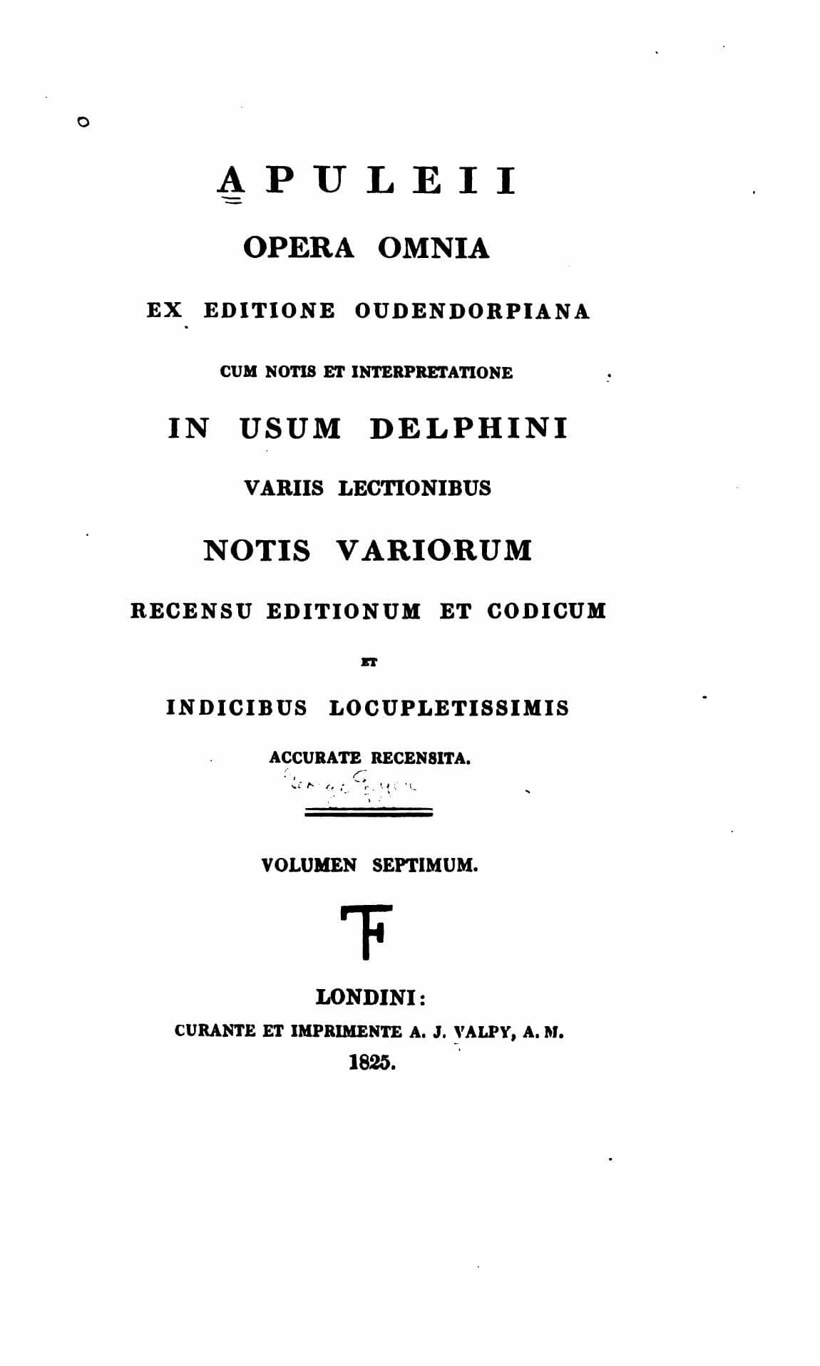Apuleii Opera Omnia Vol. IV (Oudendorp 1825)